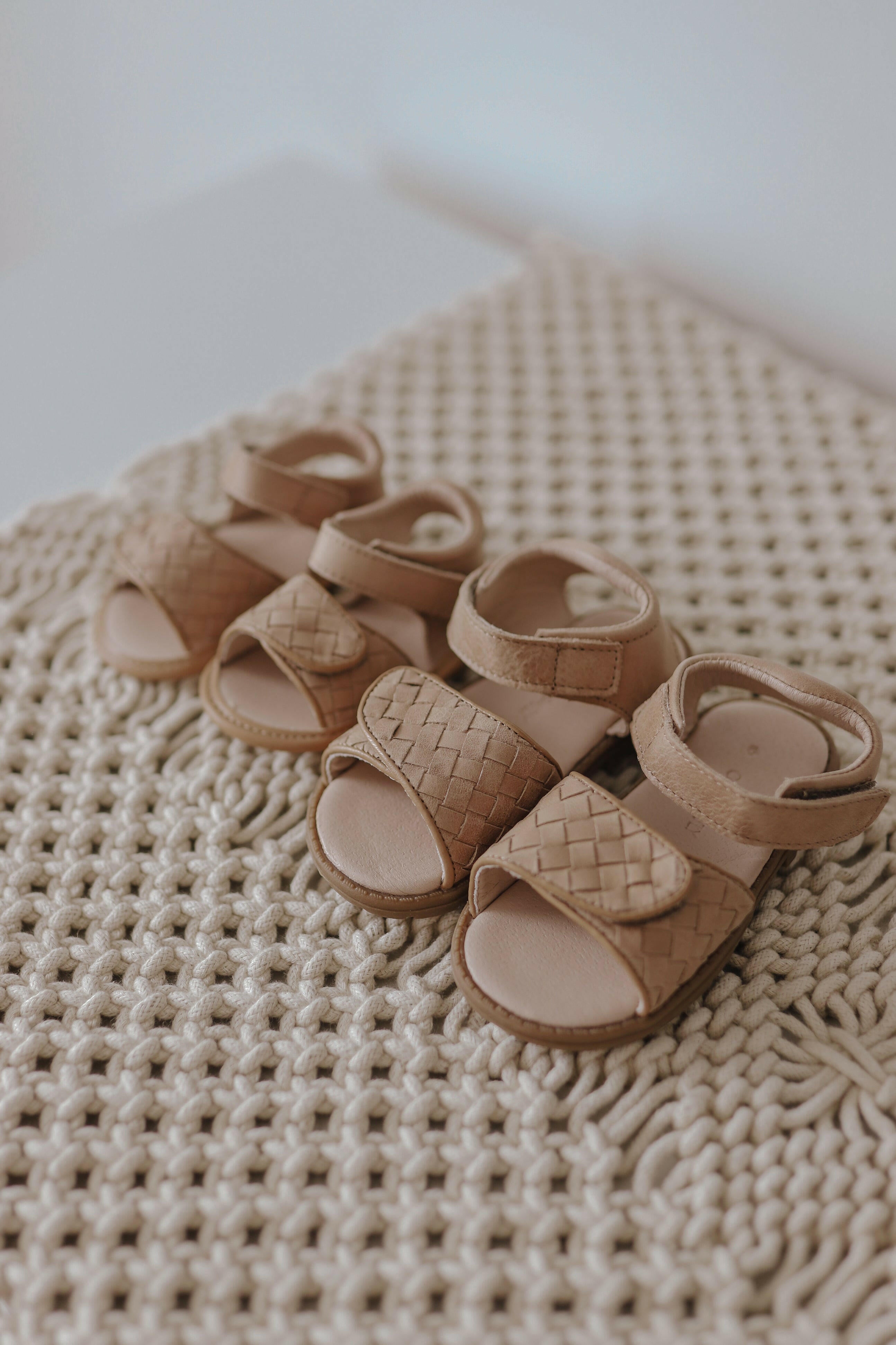 Leather Woven Sandal | Color 'Stone' | Soft Sole  Consciously Baby