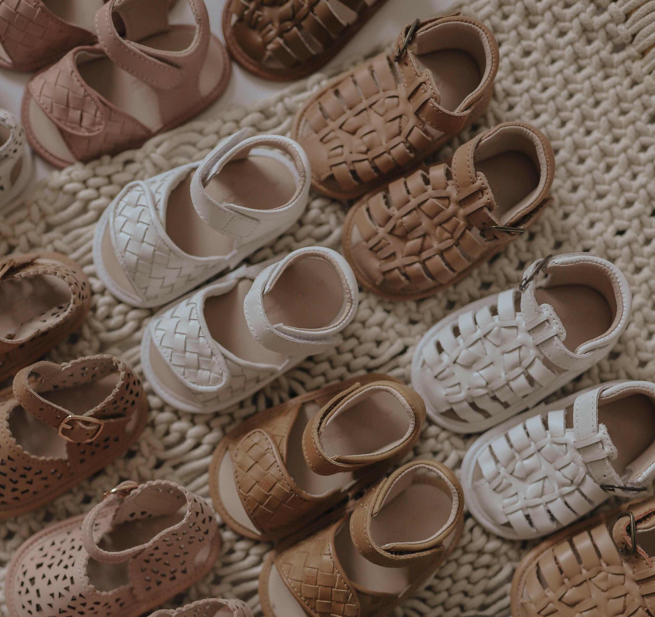 Leather Woven Sandal | Color 'Cotton' | Soft Sole  Consciously Baby