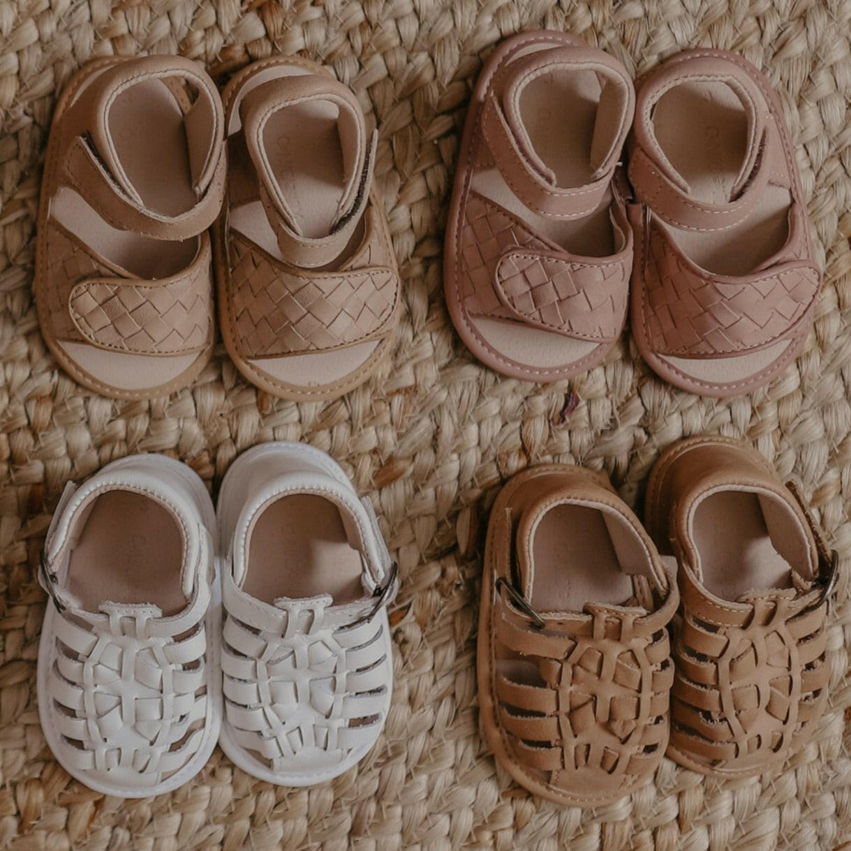 Leather Woven Sandal | Color 'Stone' | Soft Sole  Consciously Baby