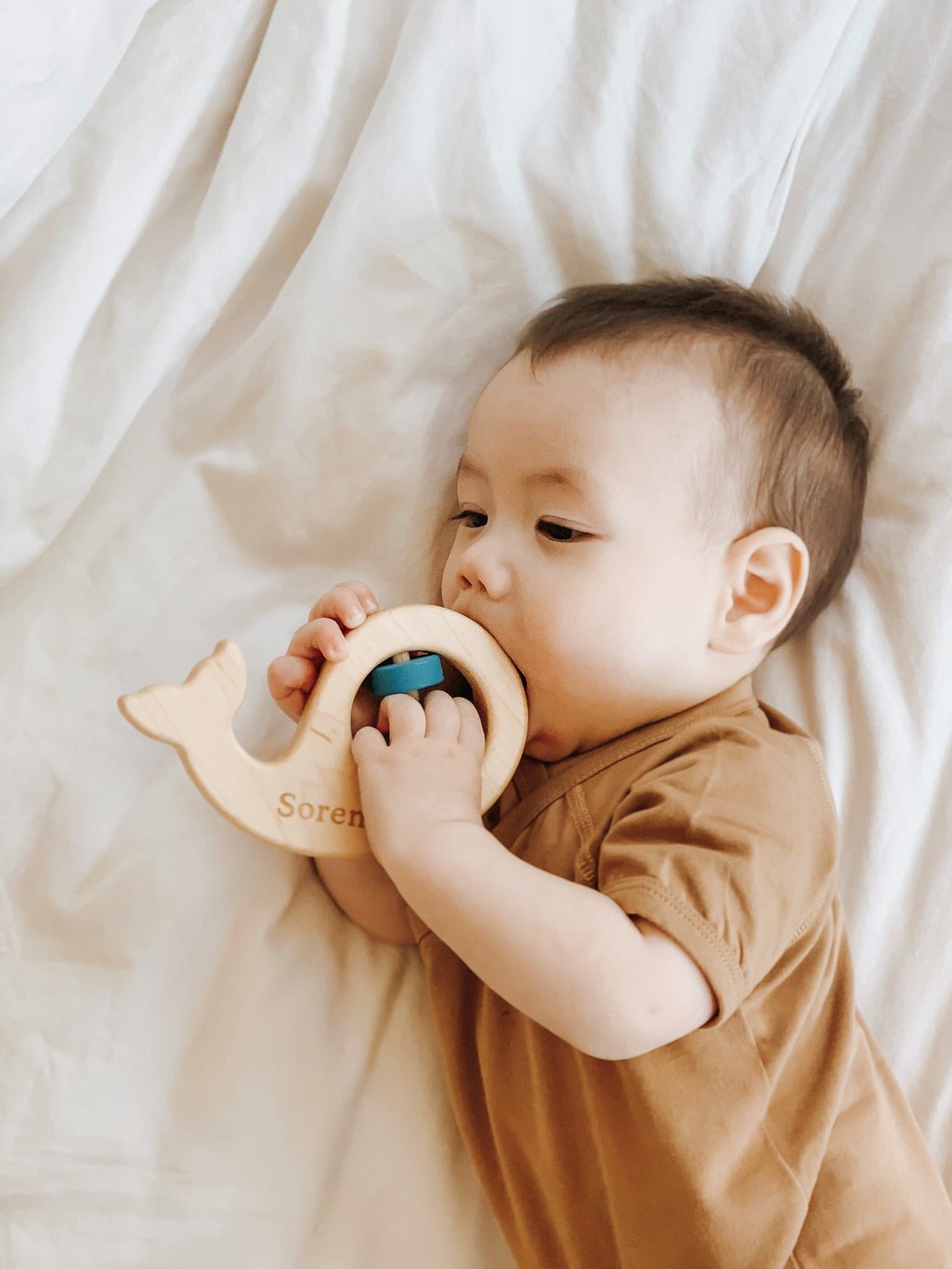 Whale Wooden Baby Rattle Rattle Bannor Toys