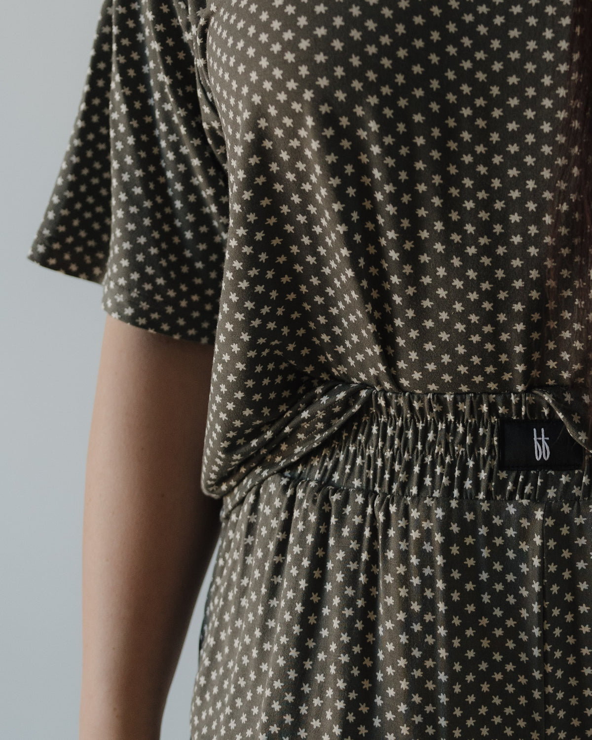 Women's Boxy Tee Lounge Set | Green Flowers