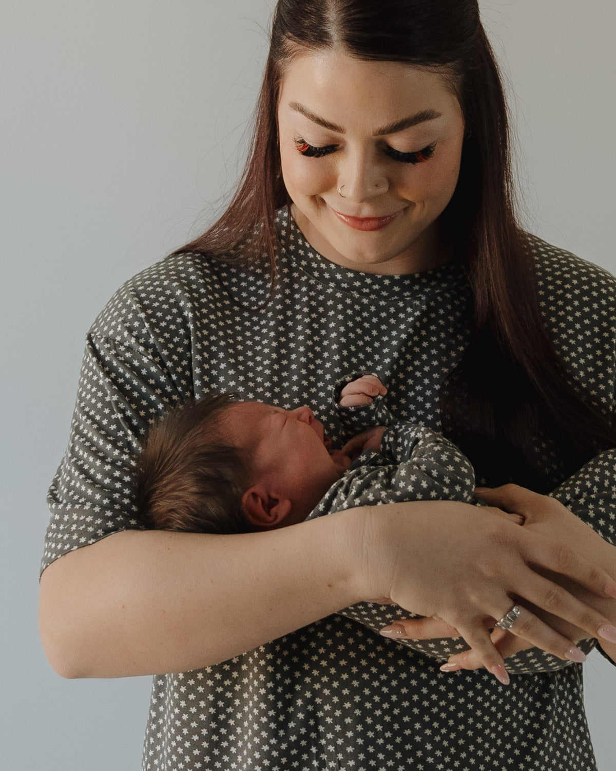 Women's Boxy Tee Lounge Set | Green Flowers
