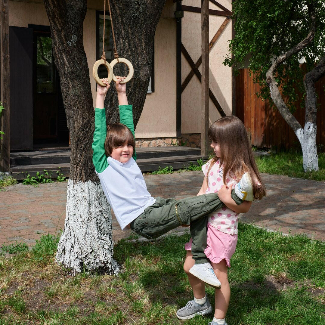 Wooden gymnastic rings for kids Single Swing Goodevas