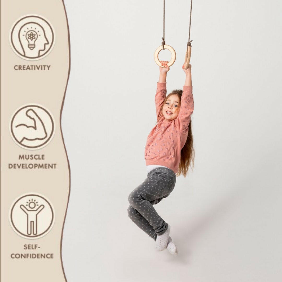 Wooden gymnastic rings for kids Single Swing Goodevas