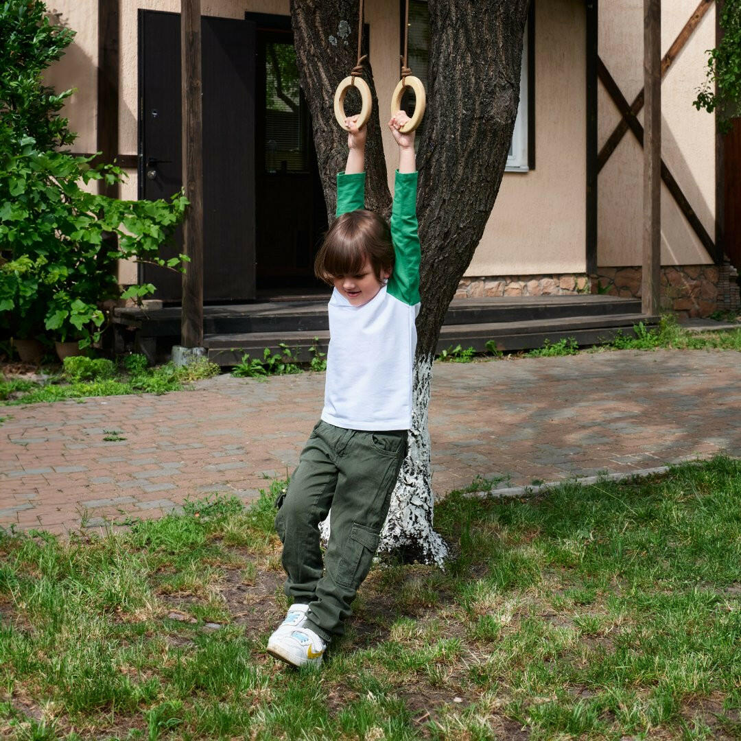 Wooden gymnastic rings for kids Single Swing Goodevas