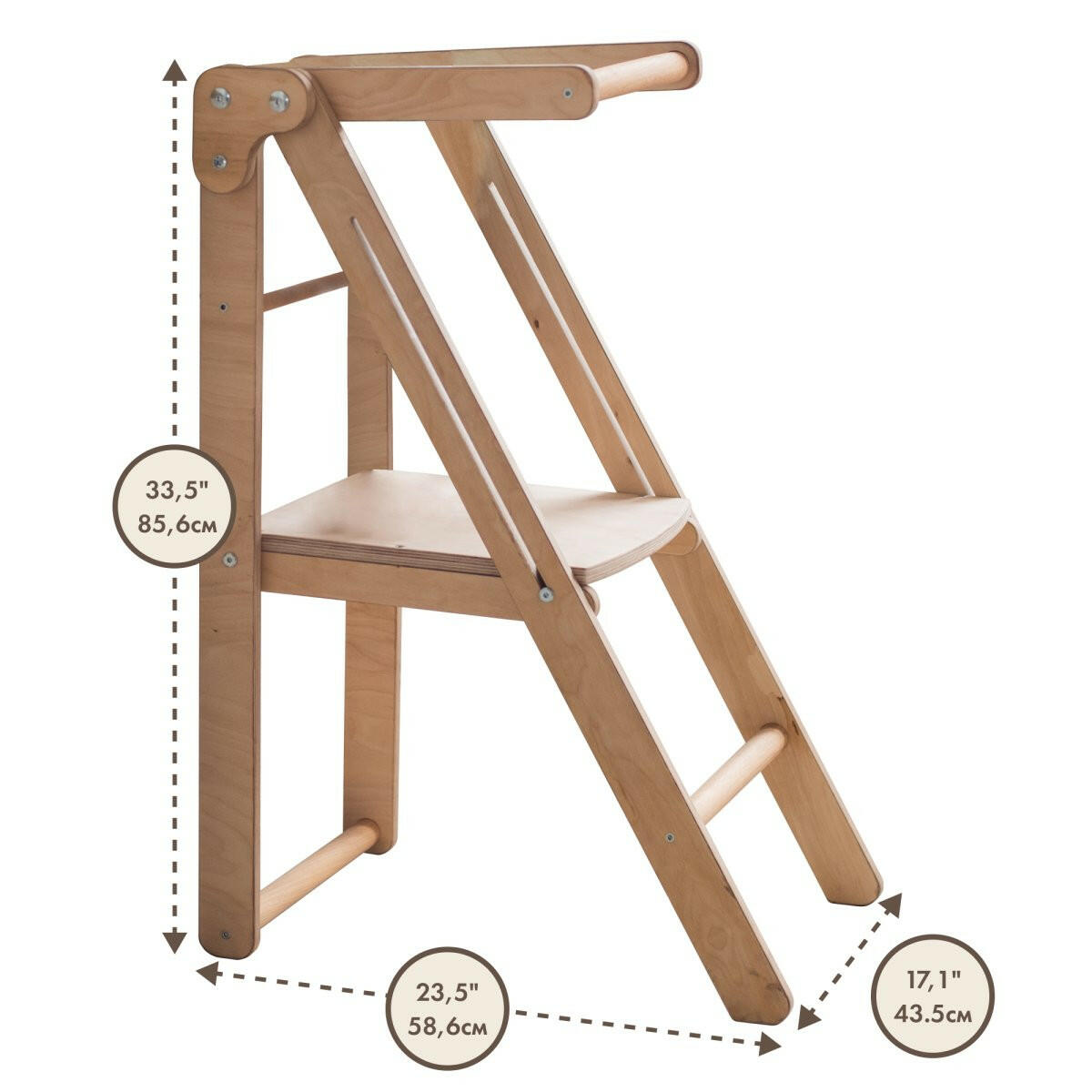 Wooden Step Stool for Preschool - Kid Chair That Grows - Chocolate Kitchen Helper Tower Goodevas