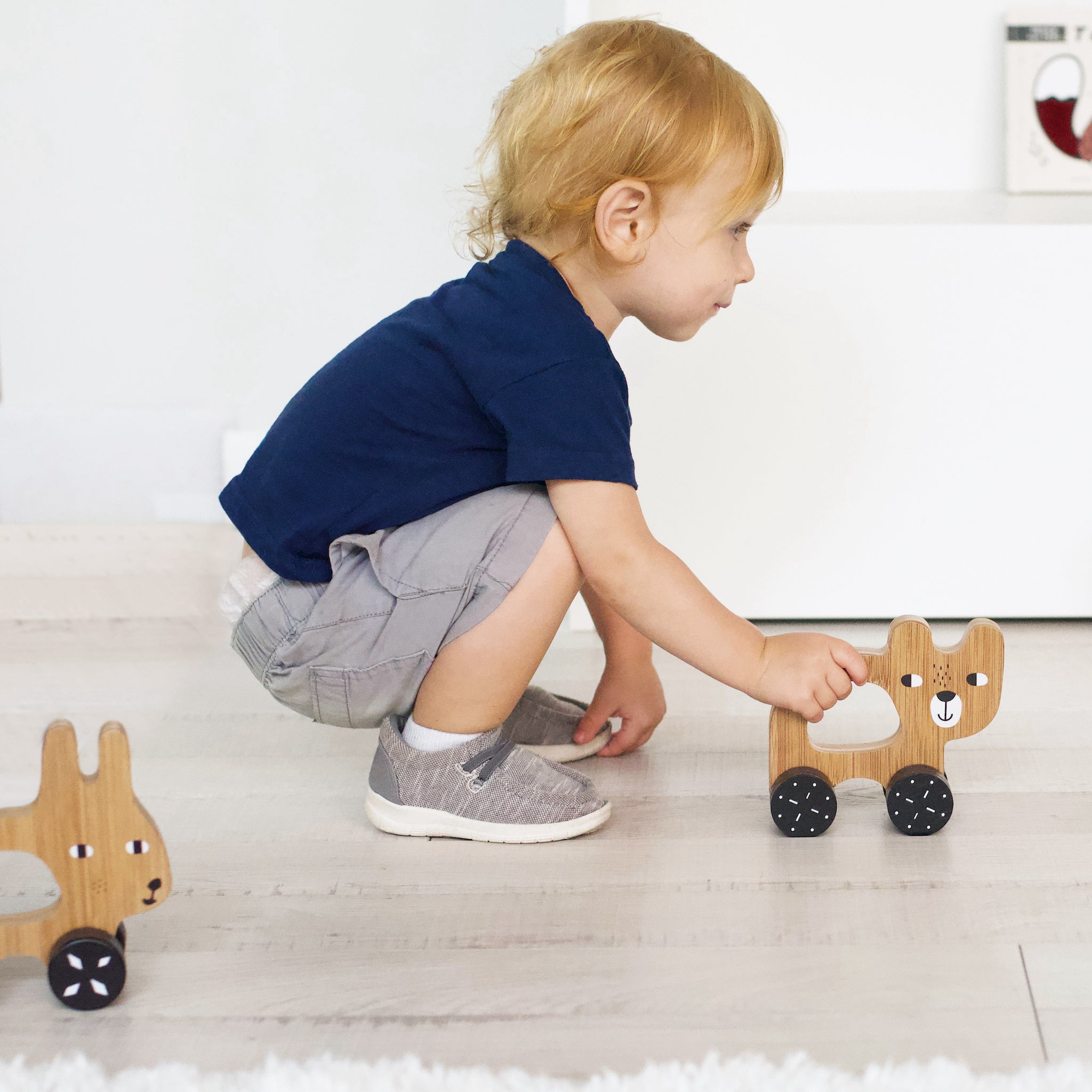 Bear Push Toy Wood + Bamboo Toys Wee Gallery