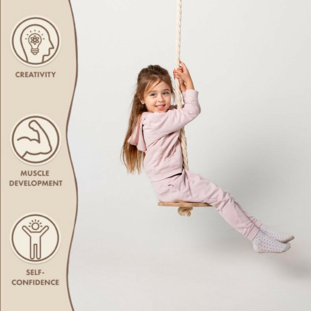 Wooden rope swing for kids Single Swing Goodevas