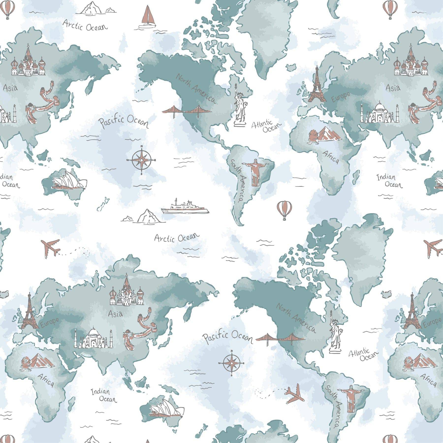 World Map Oh So Soft Muslin Teether Blanket Teether Blanket Bebe au Lait