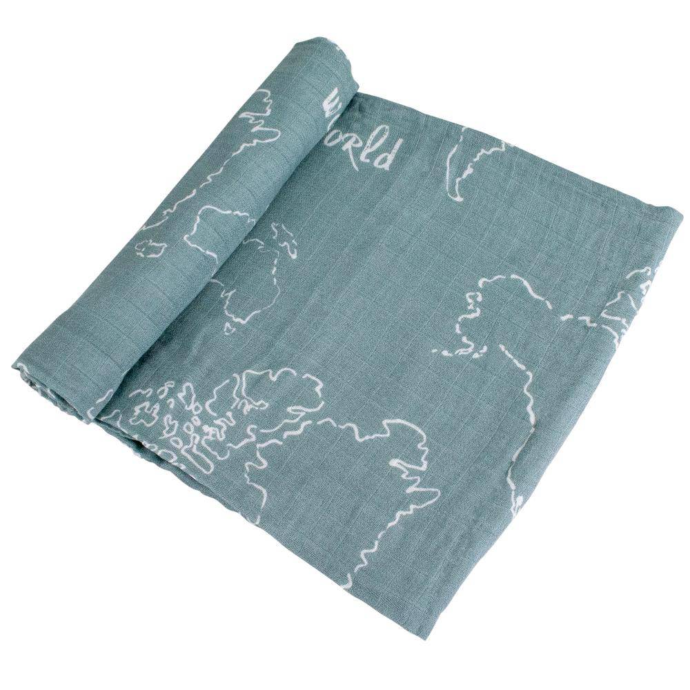Muslin Swaddle Blanket Set Oh So Soft World Map + Someday Swaddle Blanket Bebe au Lait