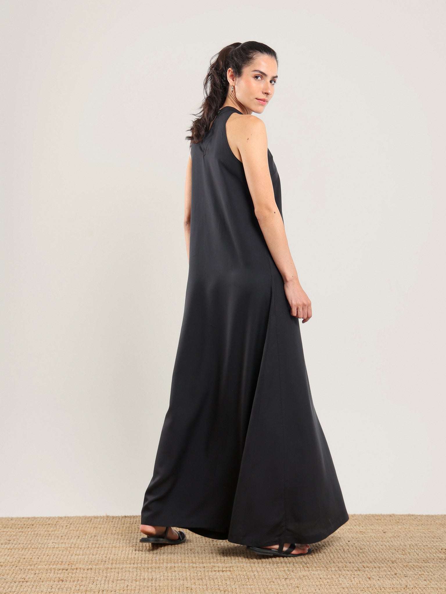 Tencel Halter Dress - Black