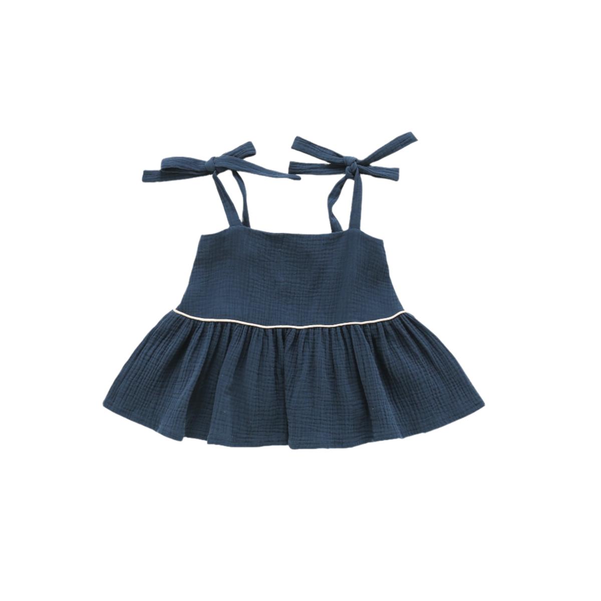 Girl Peplum Top - Navy