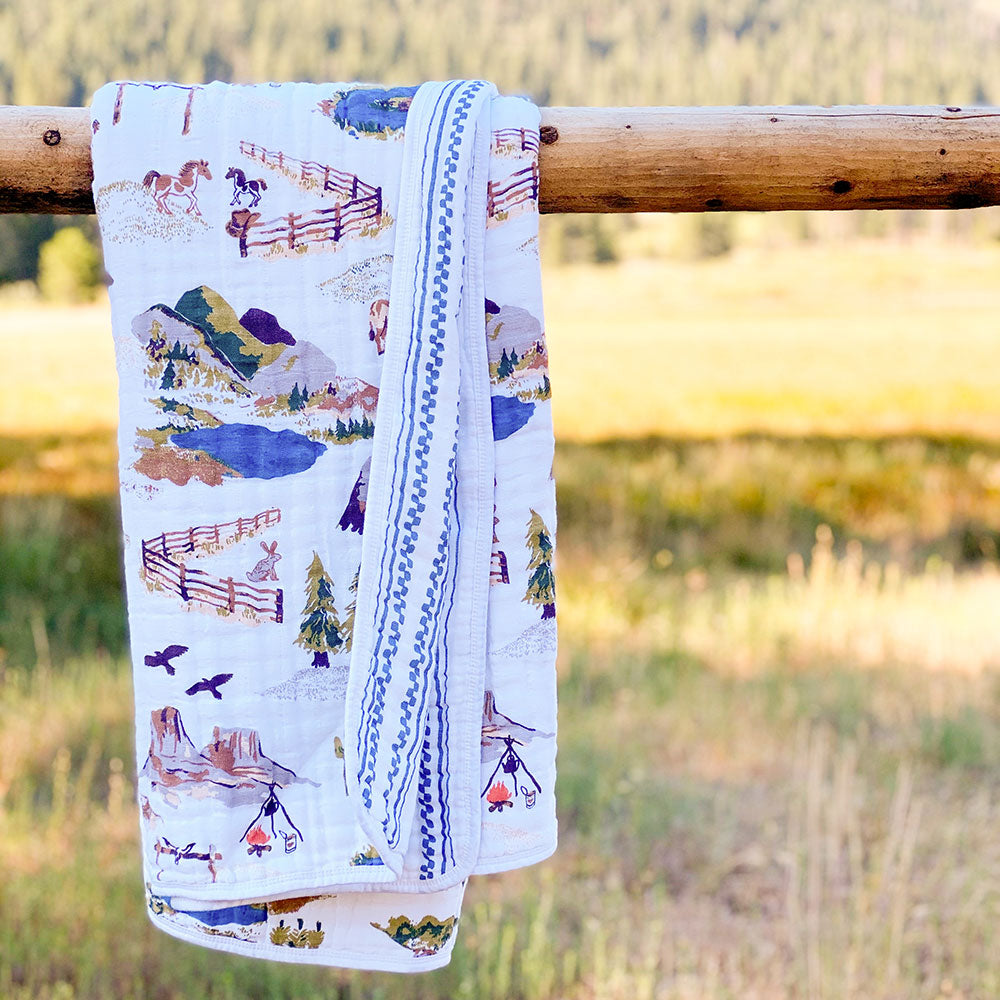 Wyoming + Western Stripe Premium Cotton Snuggle Blanket Snuggle Blanket Bebe au Lait