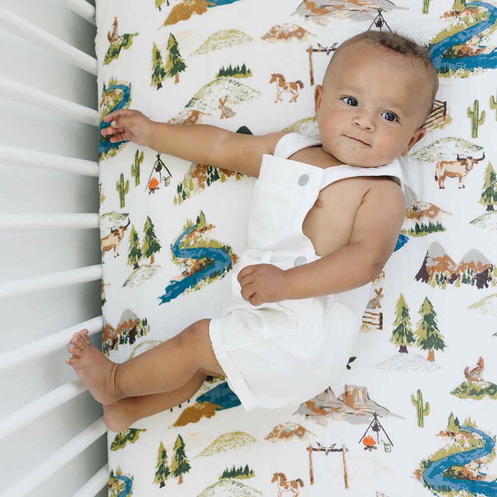 Wyoming Classic Muslin Crib Sheet Crib Sheet Bebe au Lait