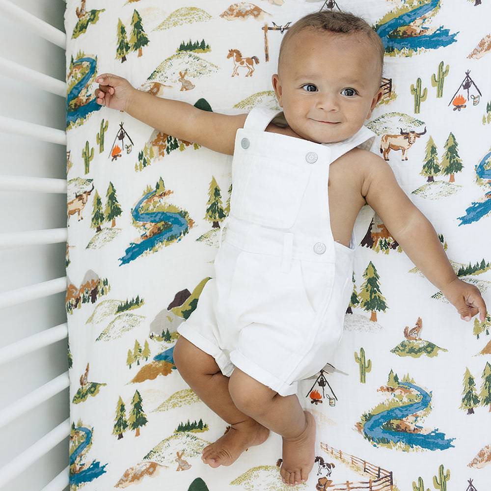 Wyoming Classic Muslin Crib Sheet Crib Sheet Bebe au Lait