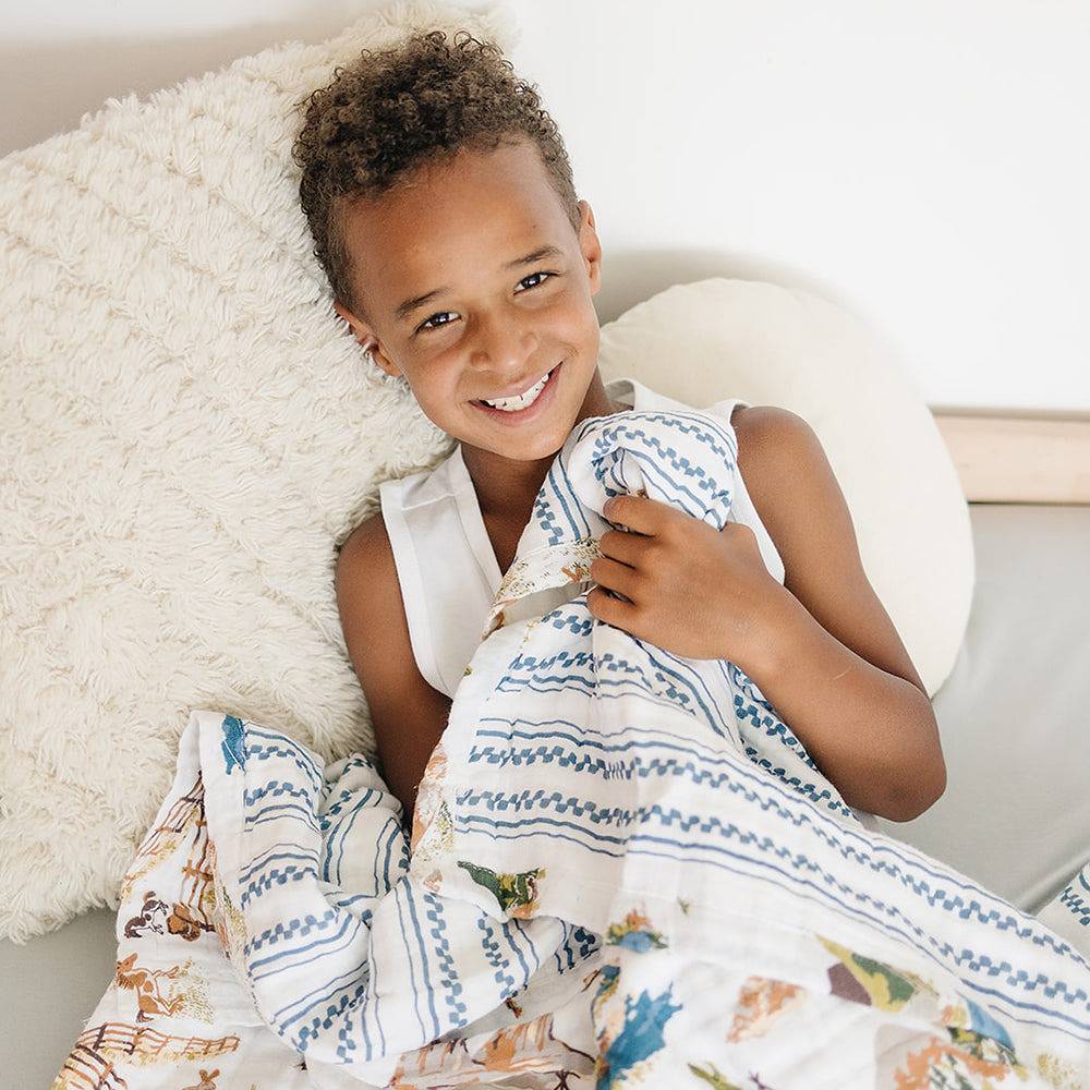 Wyoming + Western Stripe Classic Muslin Super Snuggle Blanket Super Snuggle Blanket Bebe au Lait