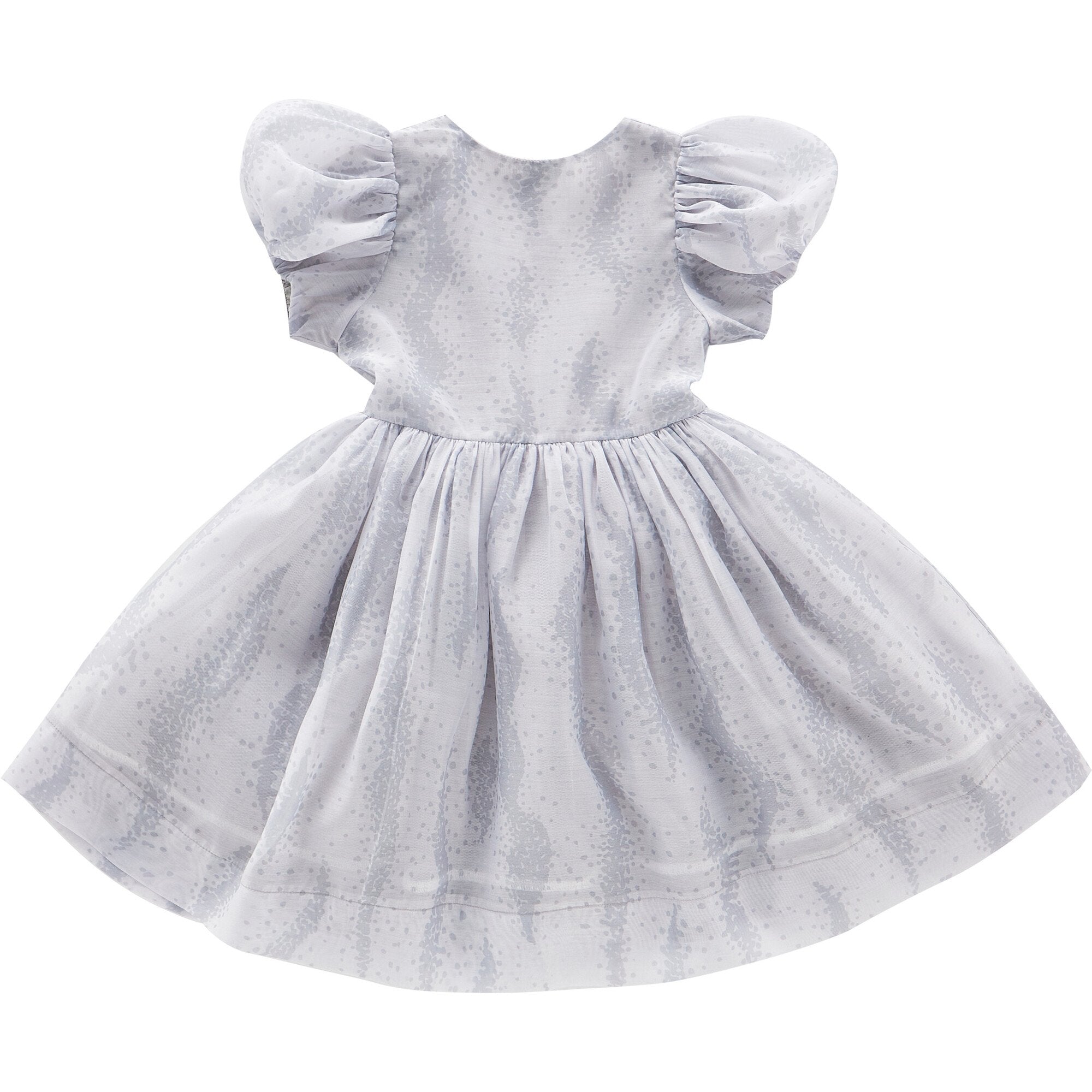 Fit & Flare Dress with Puff Sleeves - Grey