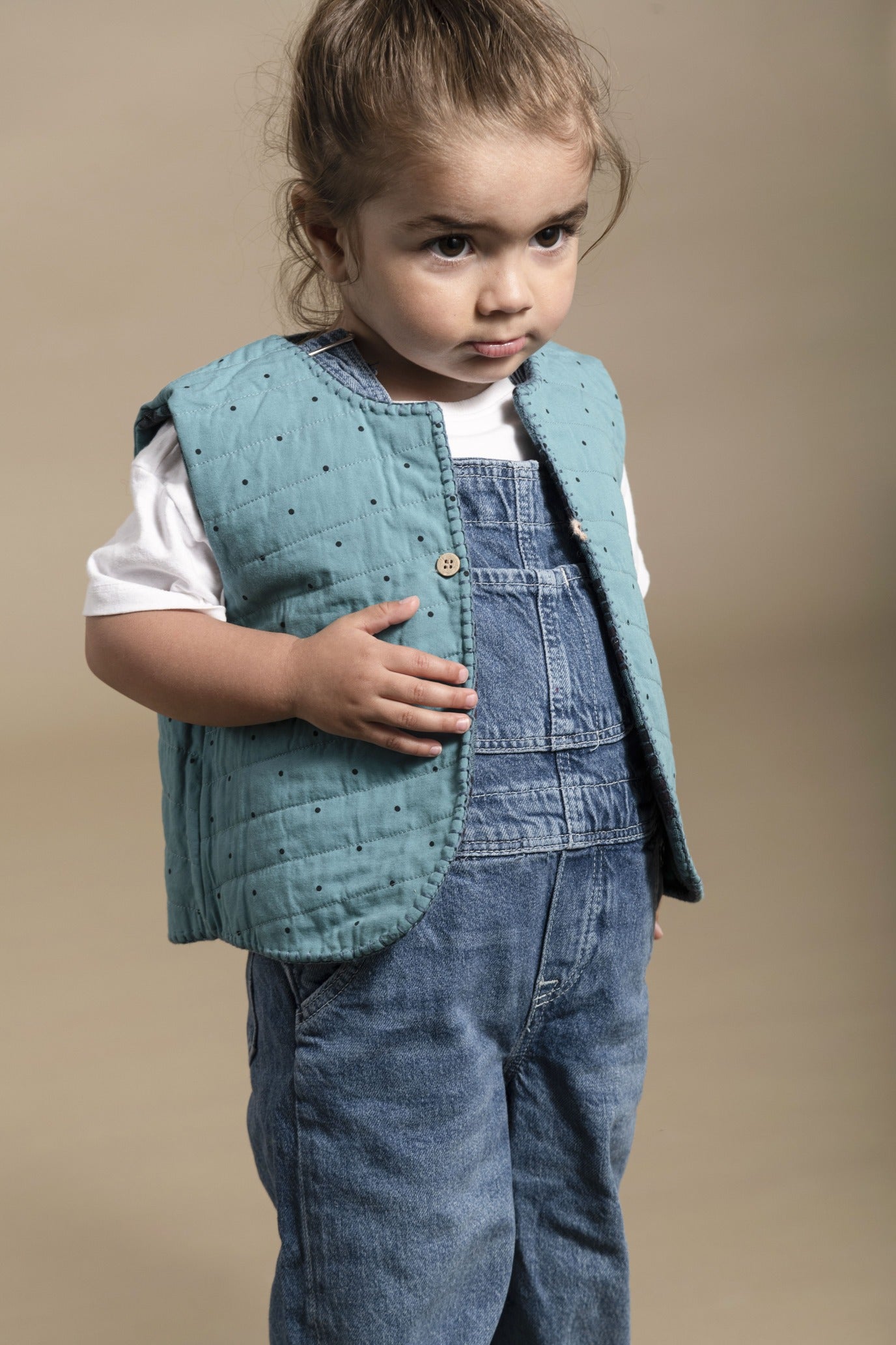 Reversible Quilted Baby Vest - Emerald