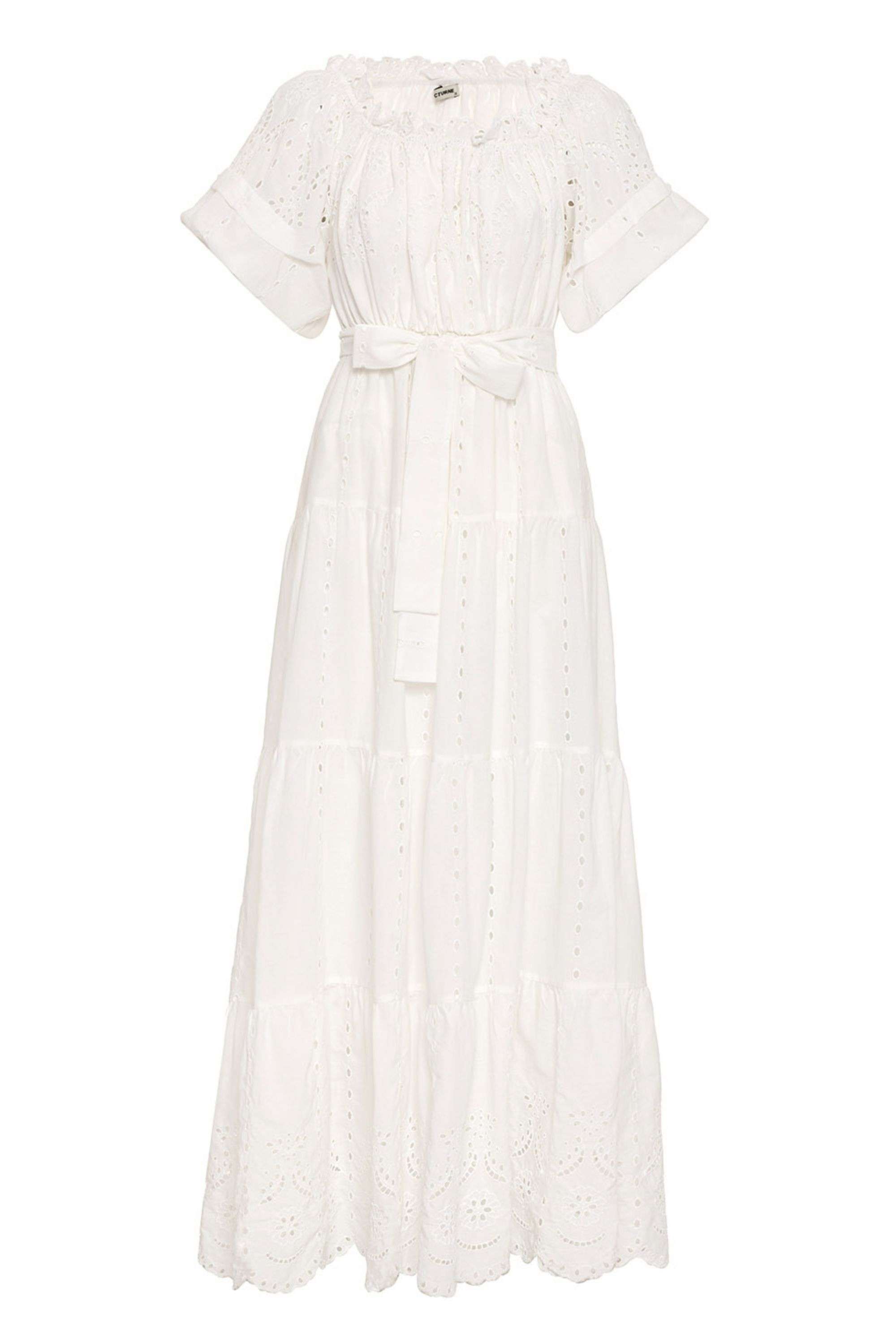 Embroidery Long Dress - off-white