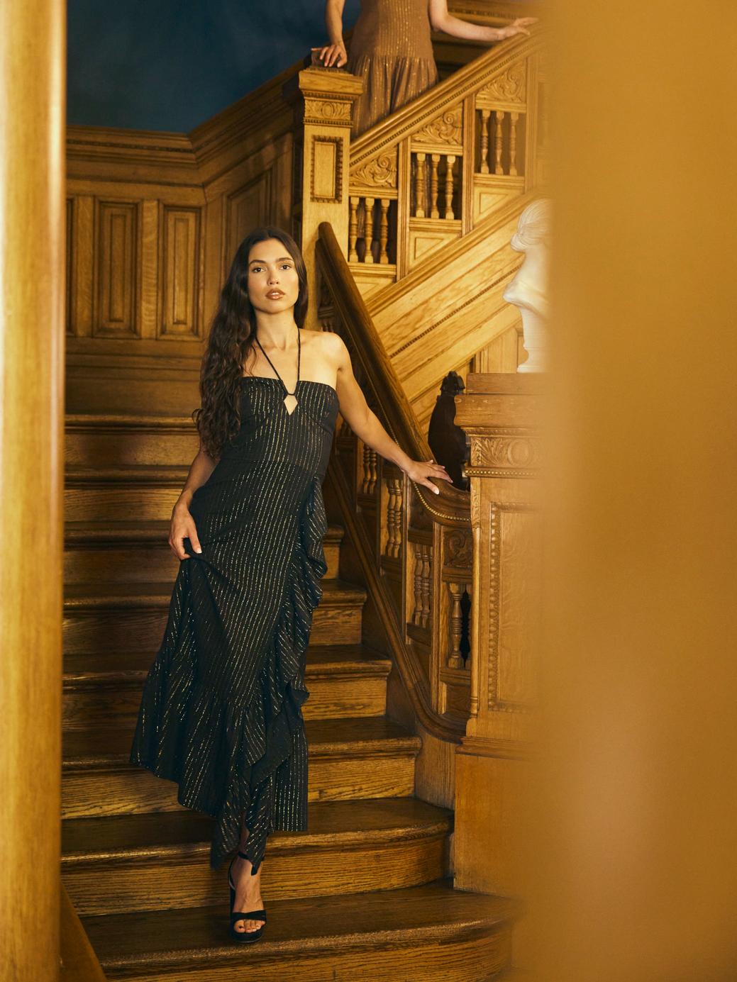 Angelica Dress - Black Lurex Stripe