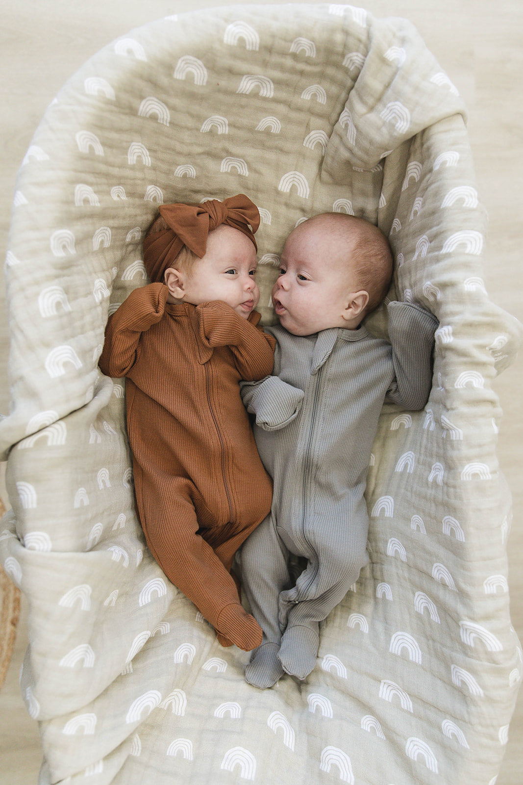 Grey Organic Cotton Ribbed Zipper Mebie Baby