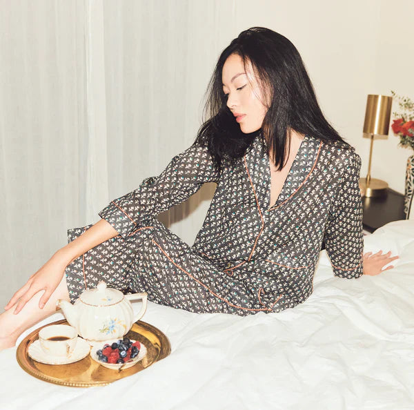 Rosie Pajamas Pants - Faded Black/Cream Dot print