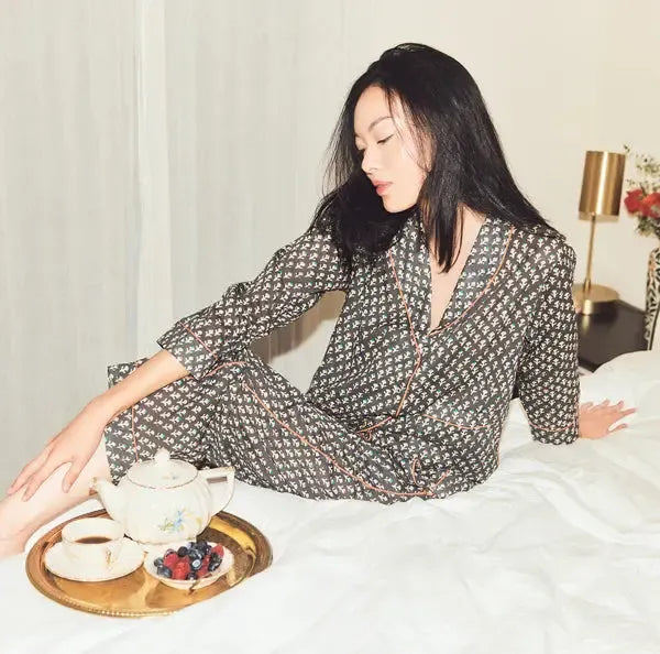 Rosie Pajamas Pants - Faded Black/Cream Dot print
