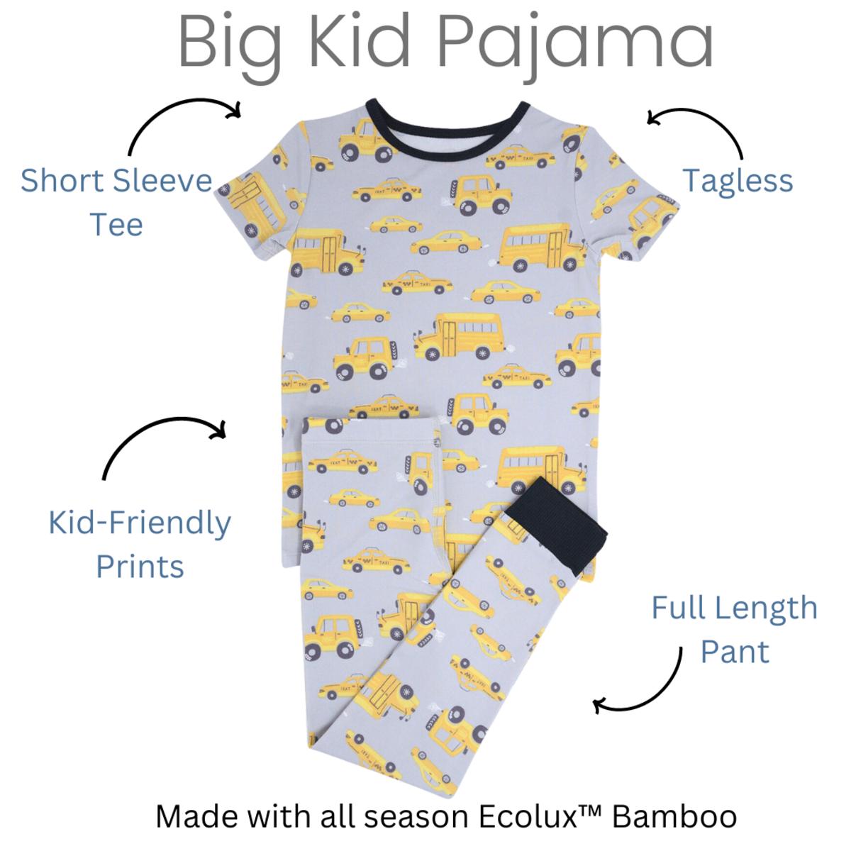 Big Kid PJ S/S - Little Slugger Aqua