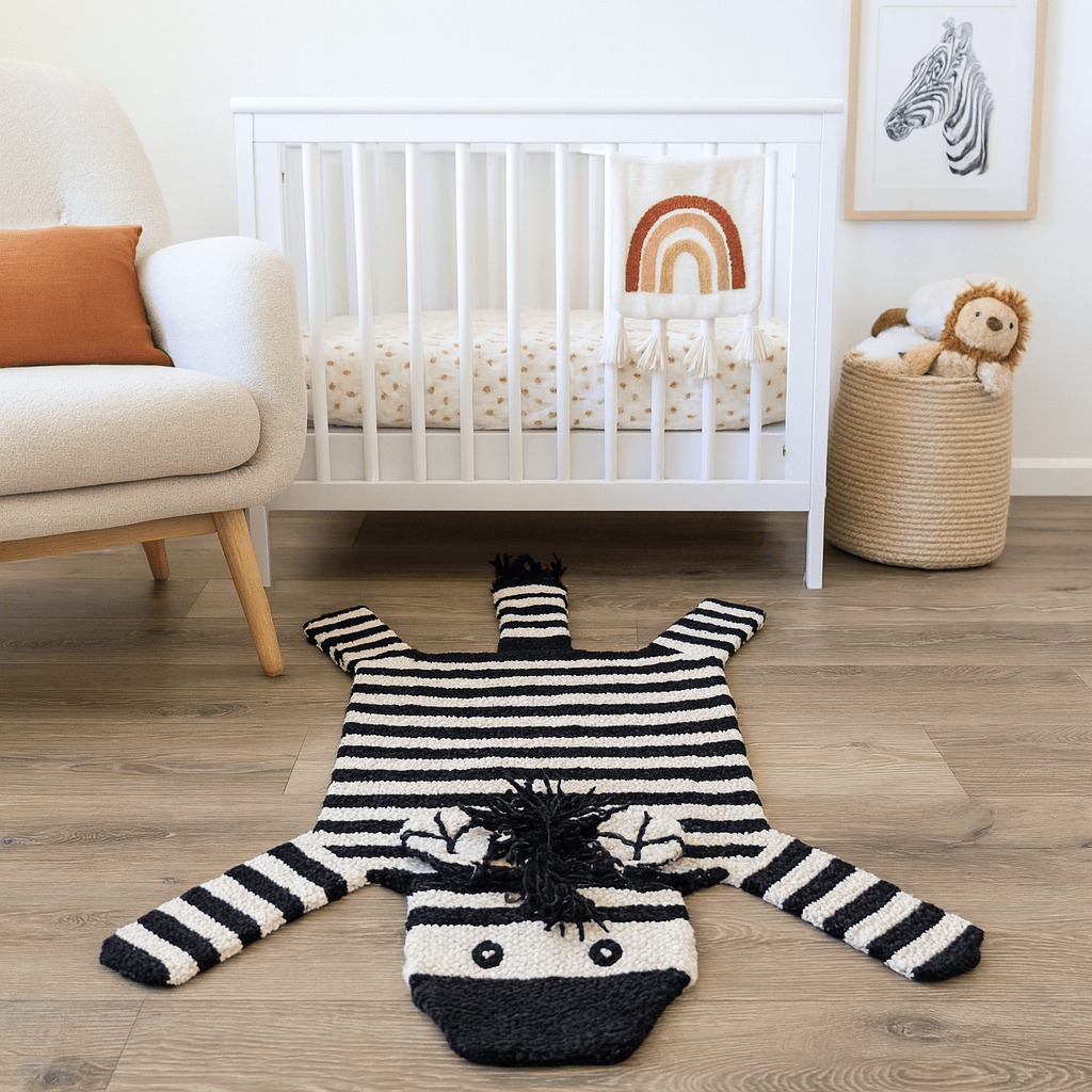 Organic Wool Play Mat + Nursery Rug | Zebra