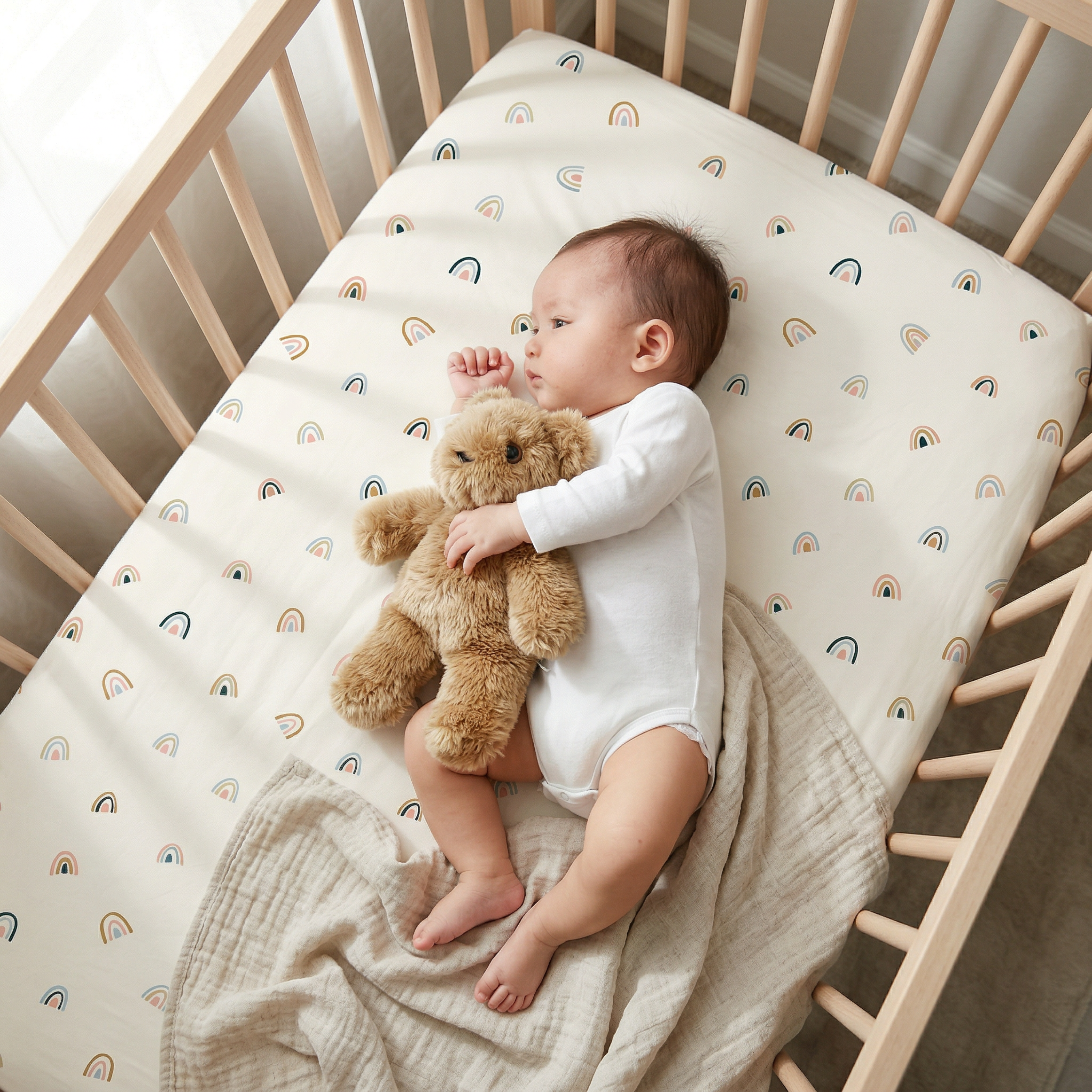 Organic Crib Sheet - Over The Rainbow