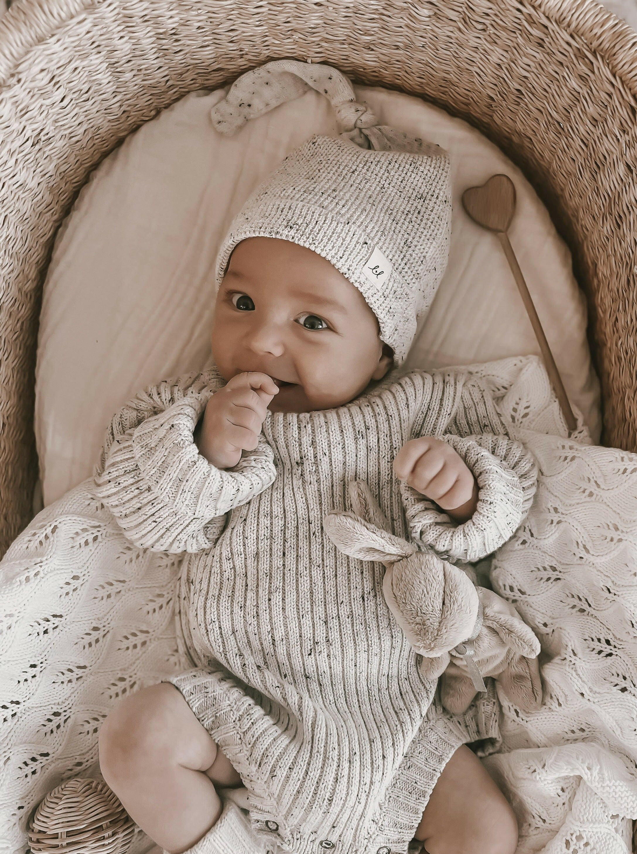 Luna + Luca Knotted Hat - Black Speckle Luna + Luca