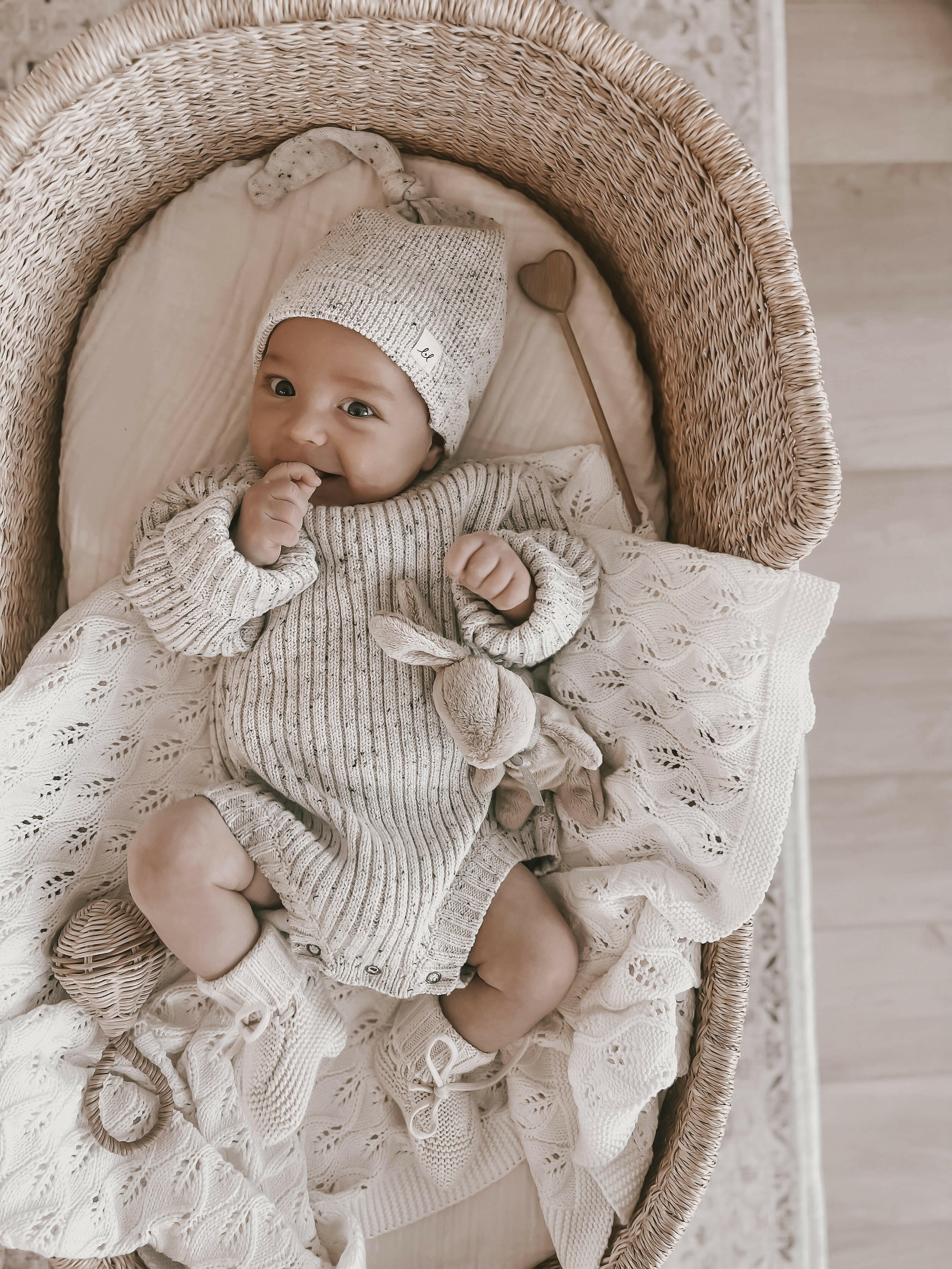 Luna + Luca Chunky Rib Romper - Black Speckle Luna + Luca