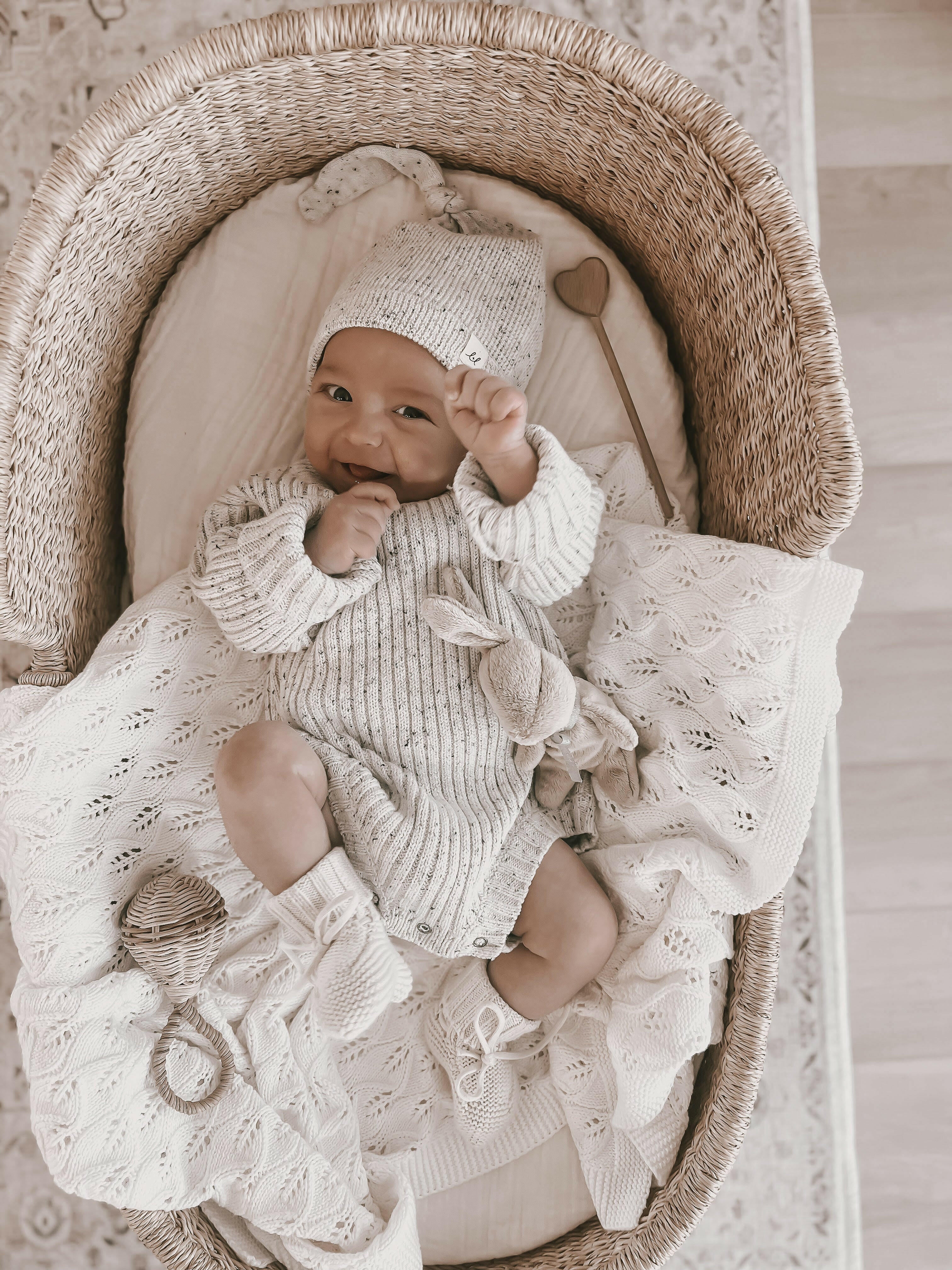 Luna + Luca Chunky Rib Romper - Black Speckle Luna + Luca