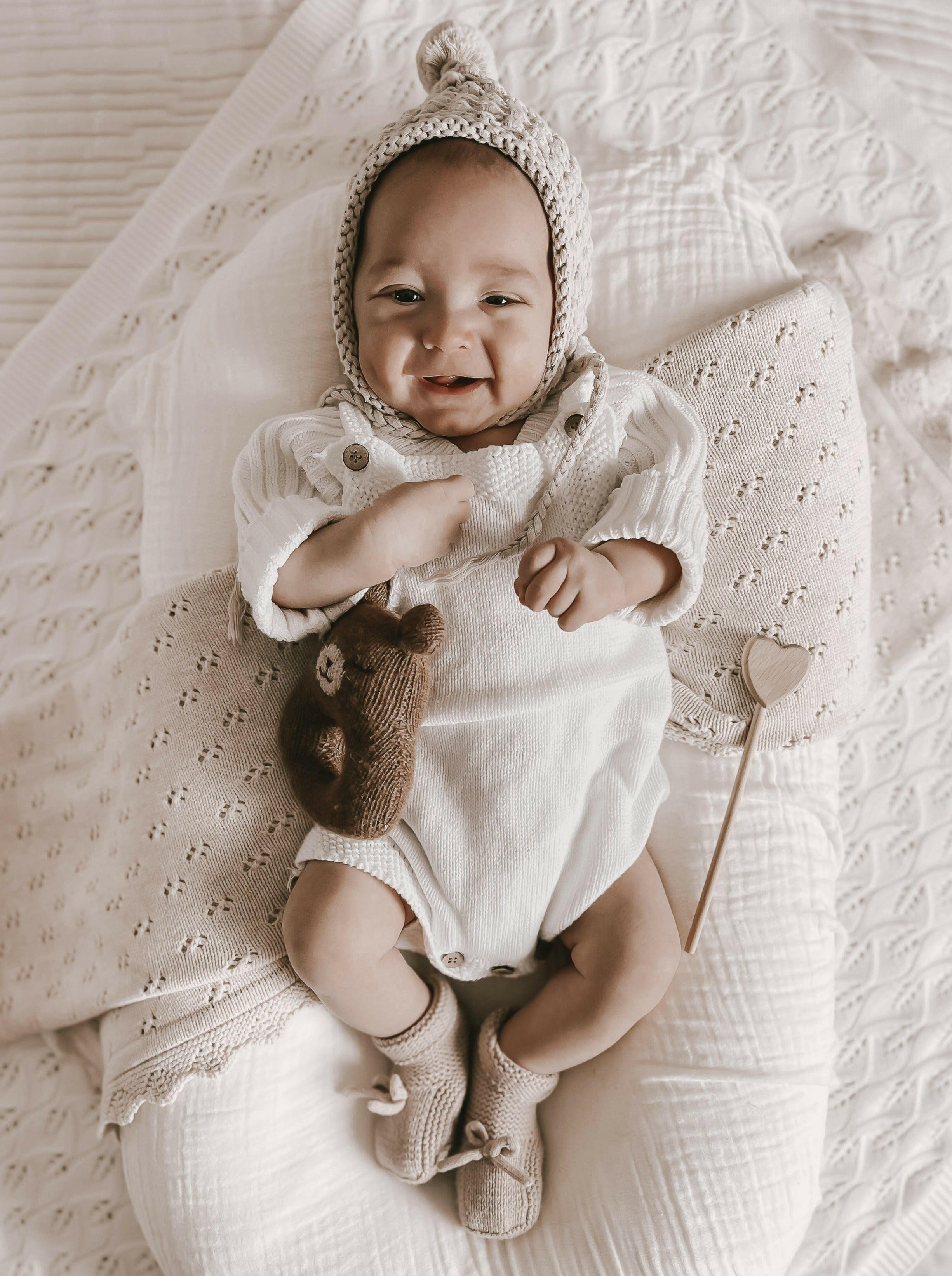 Luna + Luca Novelty Knit Romper - White  Luna + Luca