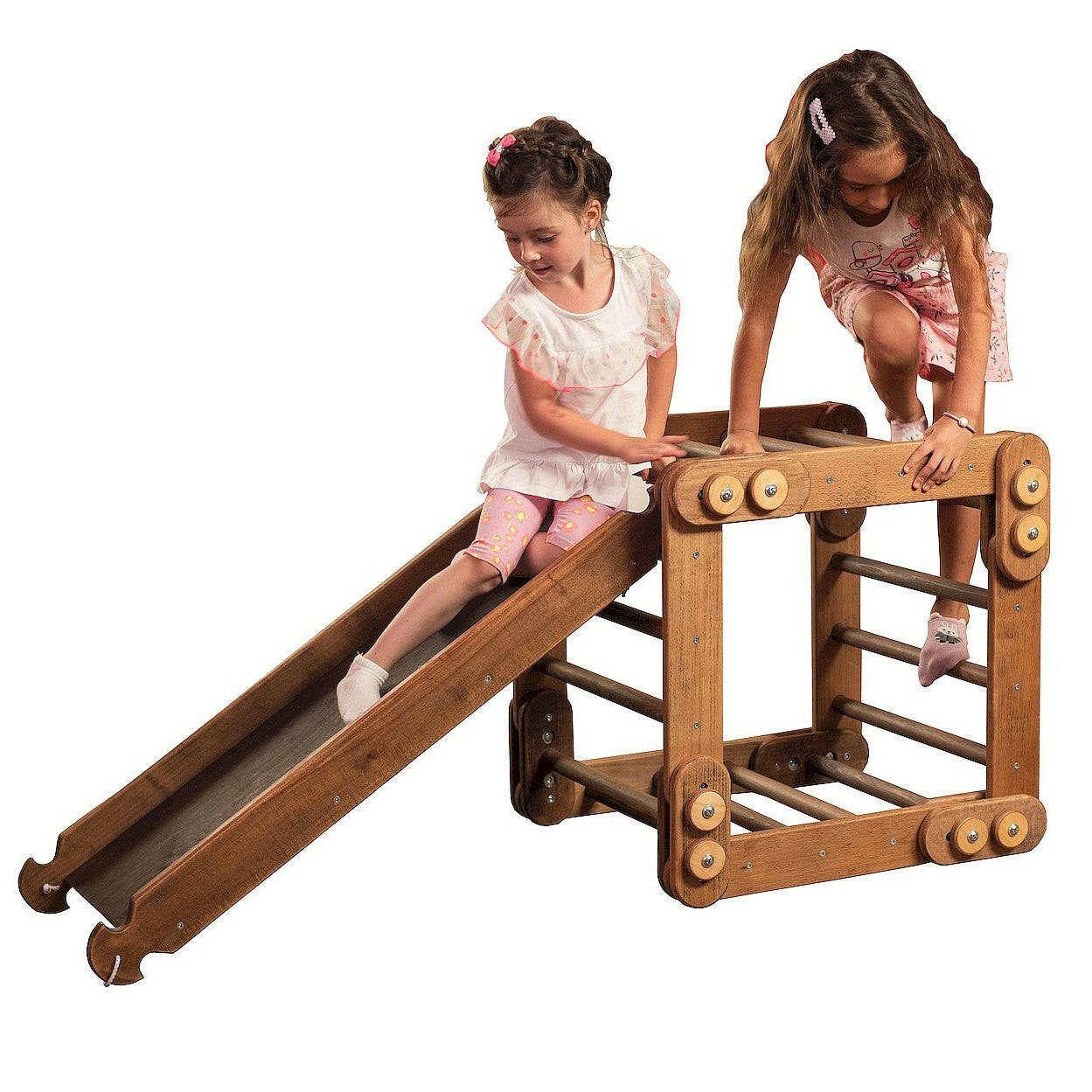 Montessori Climbing Frame Set 2in1: Snake Ladder + Slide Board/Climbing Ramp | Chocolate 2in1 Playsets Goodevas Chocolate