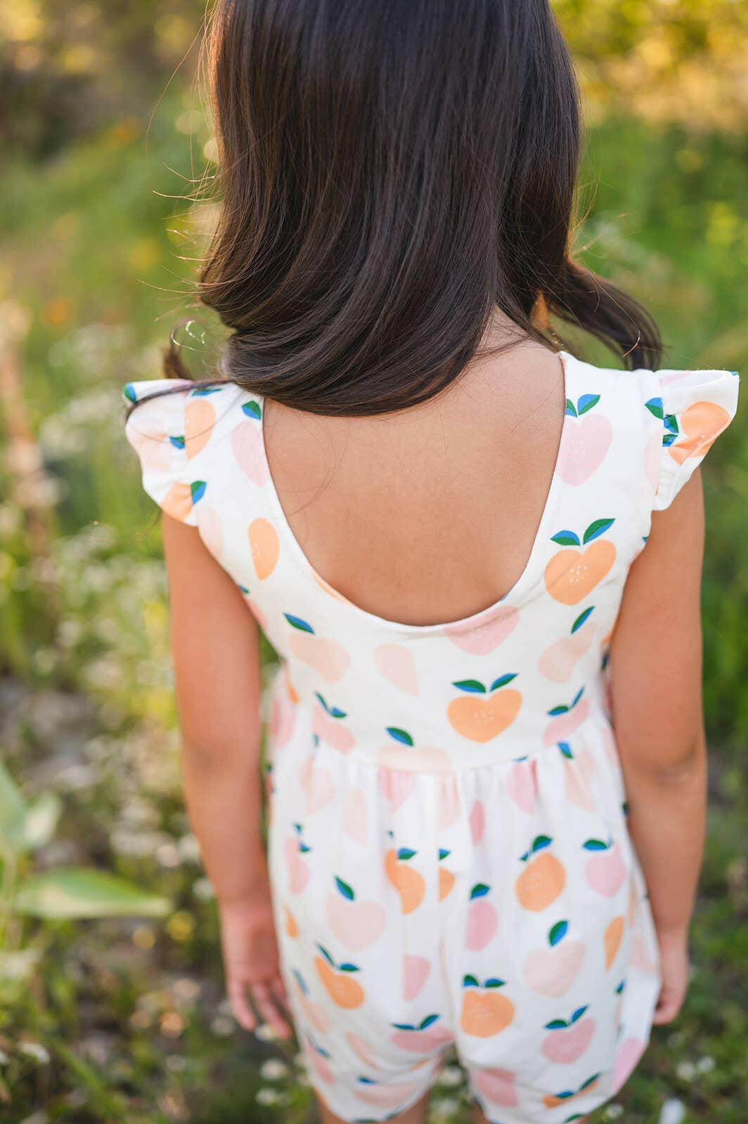 Macie Romper in Sweet Peach Ollie Jay