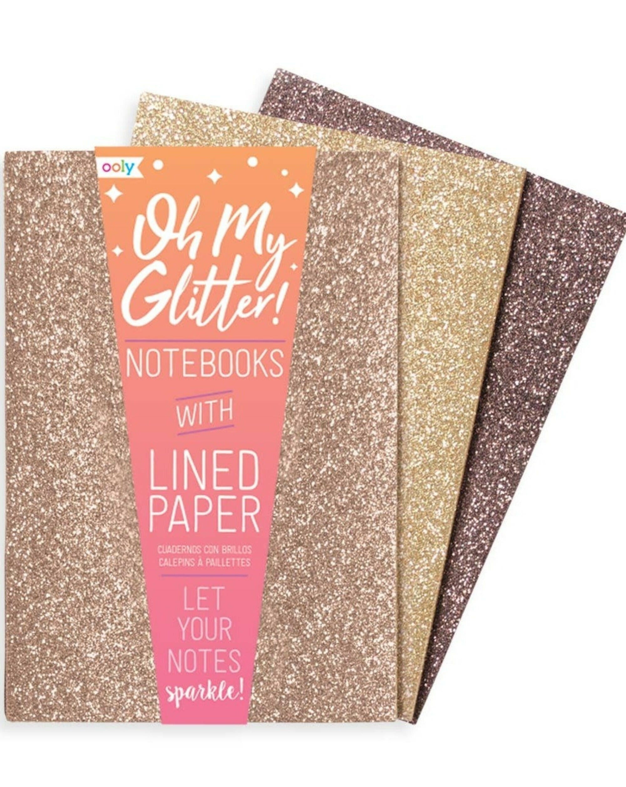 Oh My Glitter! Notebooks: Gold & Bronze - Set of 3 Art Supplies OOLY - Art & School Supplies