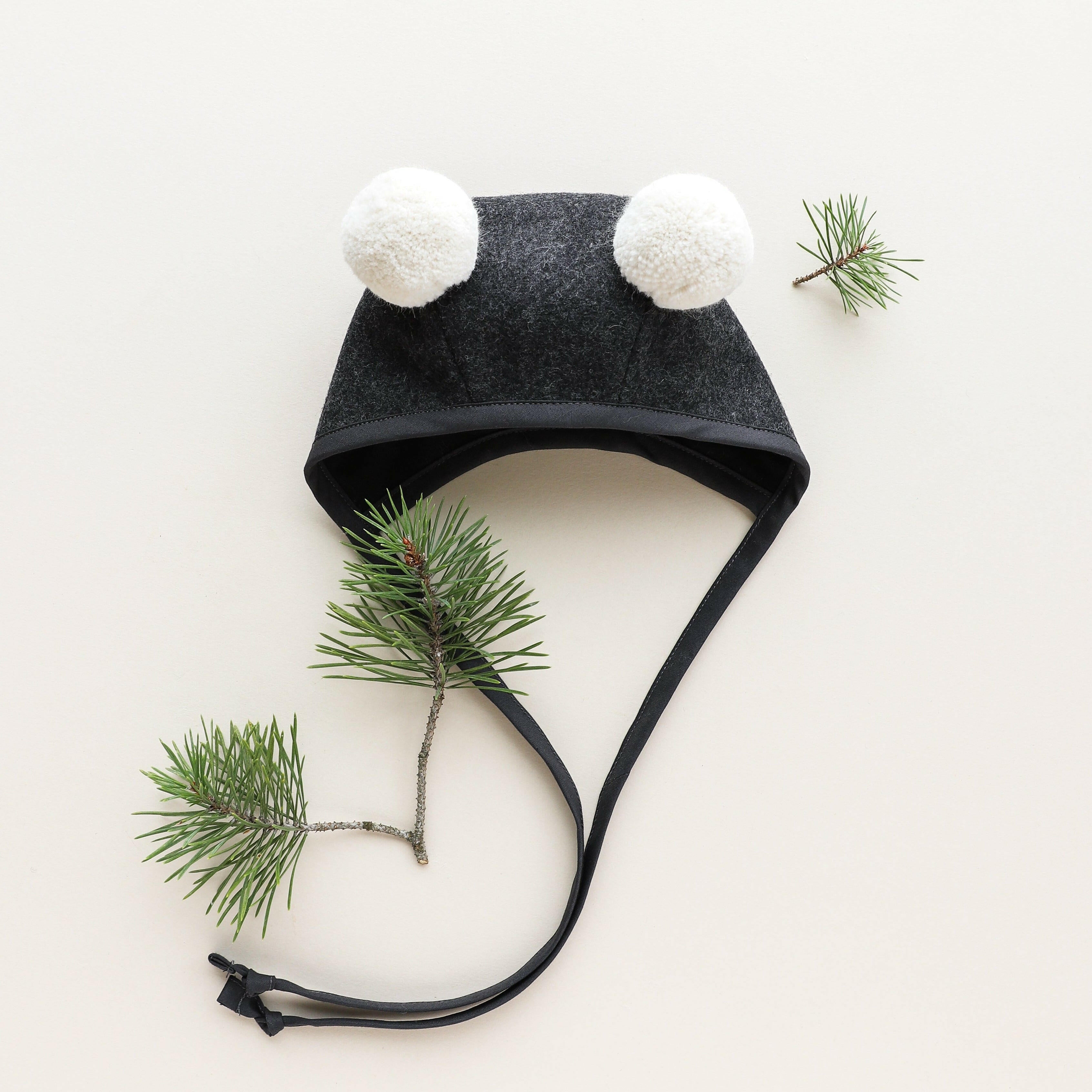 Charcoal Double Pom Bonnet Cotton-Lined Bonnets Briar Baby®