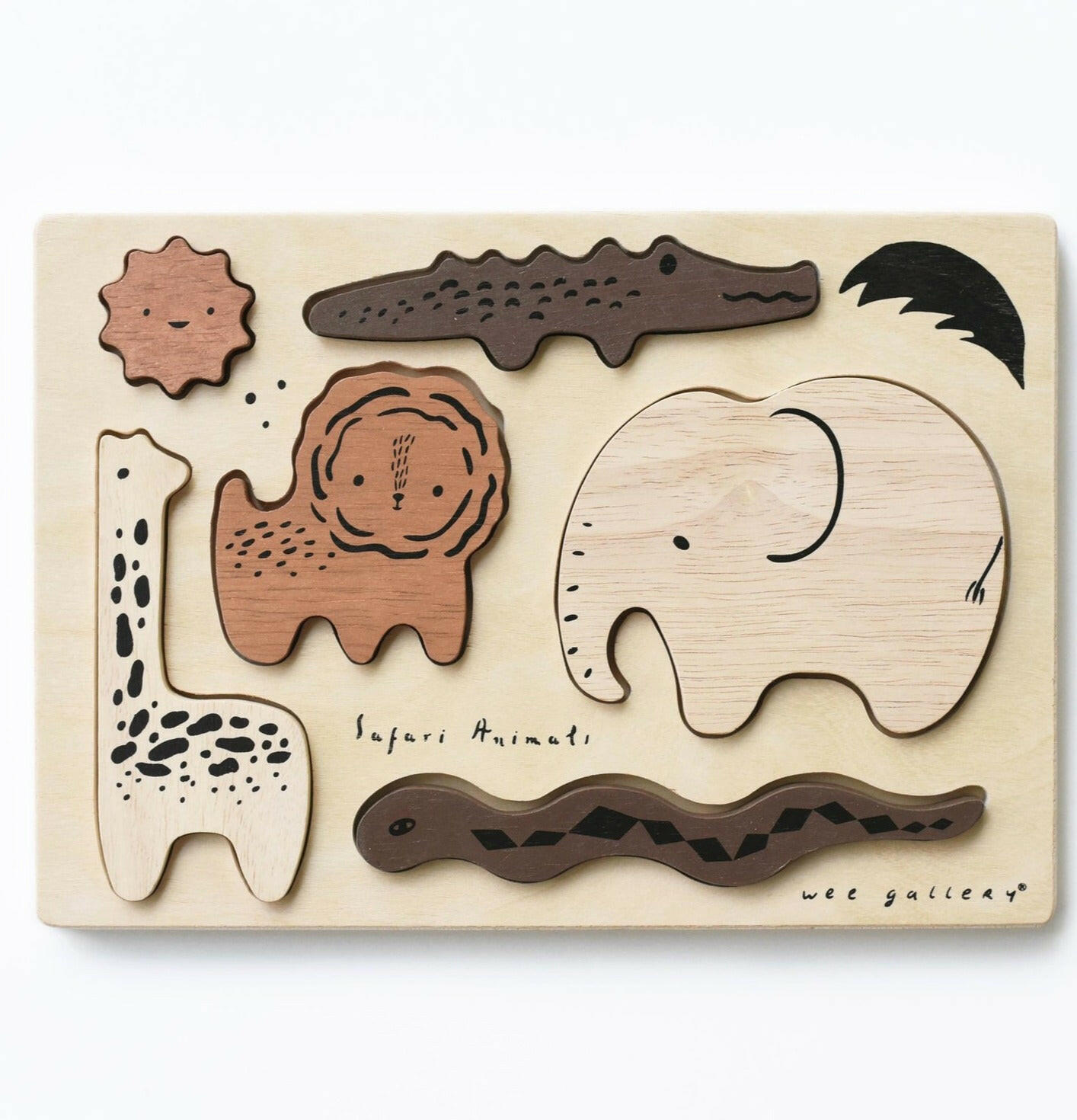 Wooden Tray Puzzle - Safari Animal Kids Toys Wee Gallery