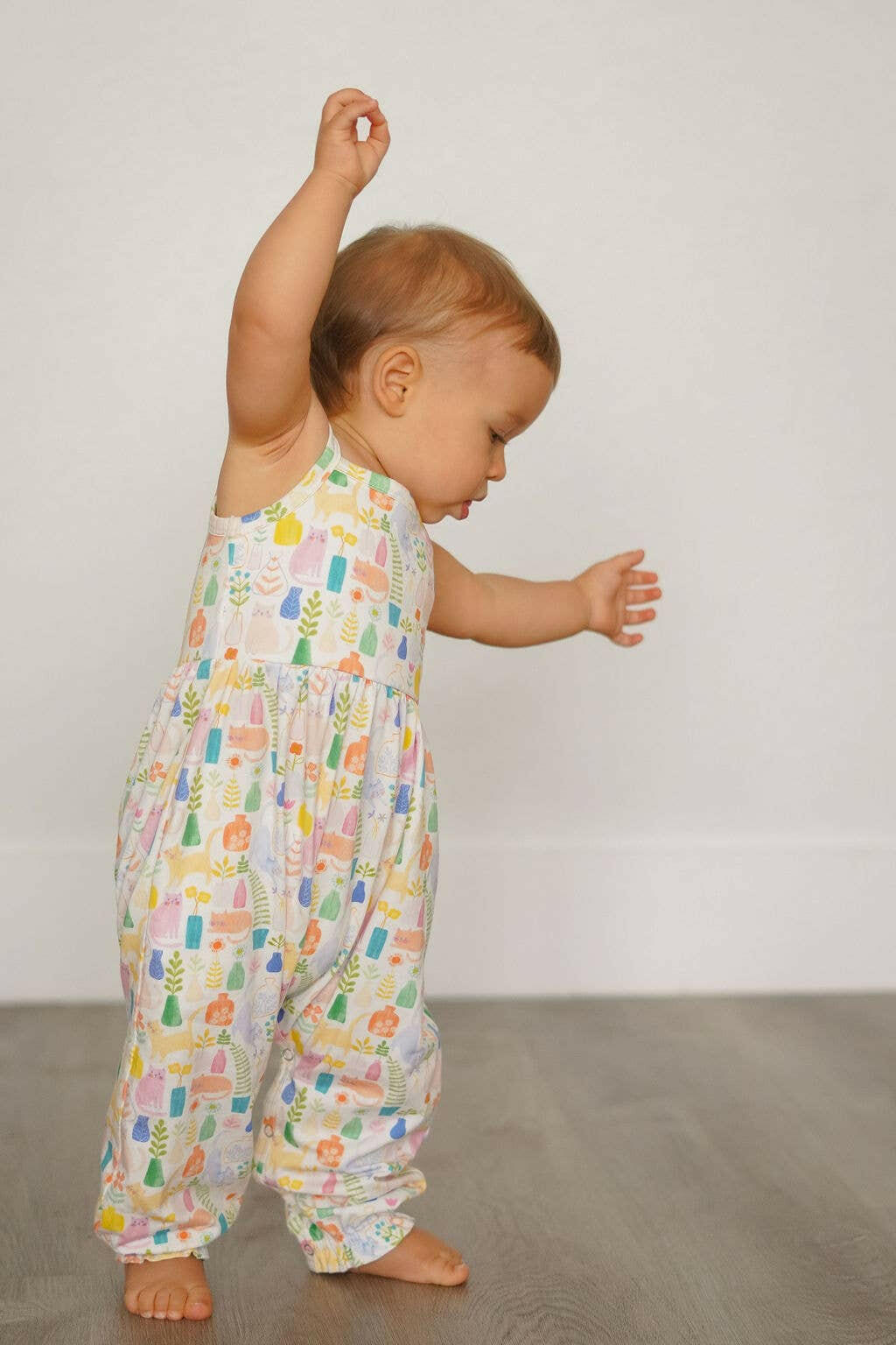 Camila Romper in Kitty Cats romper Ollie Jay