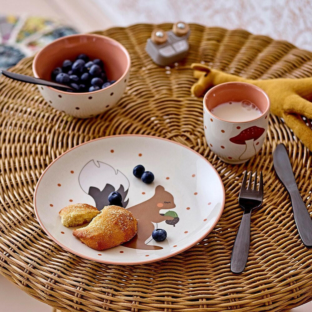 Children's Rattan Table and Chairs Children's Furniture Bloomingville Mini
