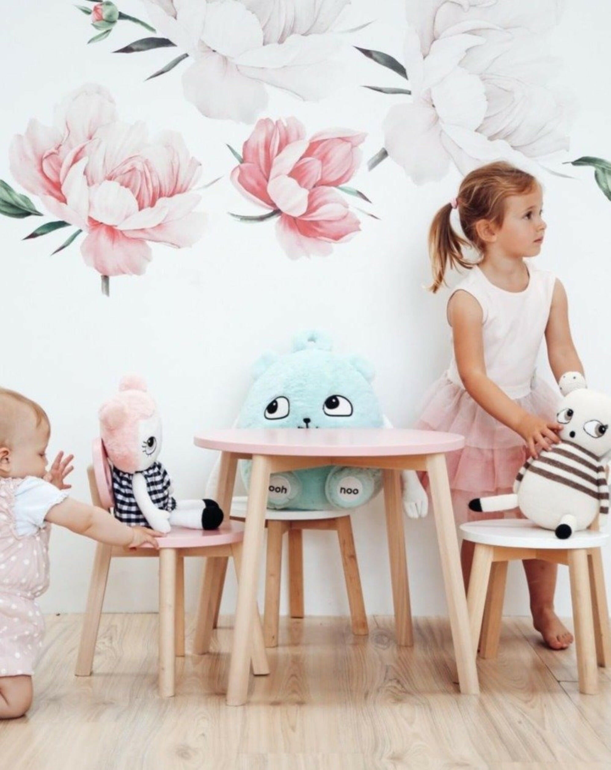 Wooden Half-Moon Children's Table  - Pink Children's Furniture Ooh Noo