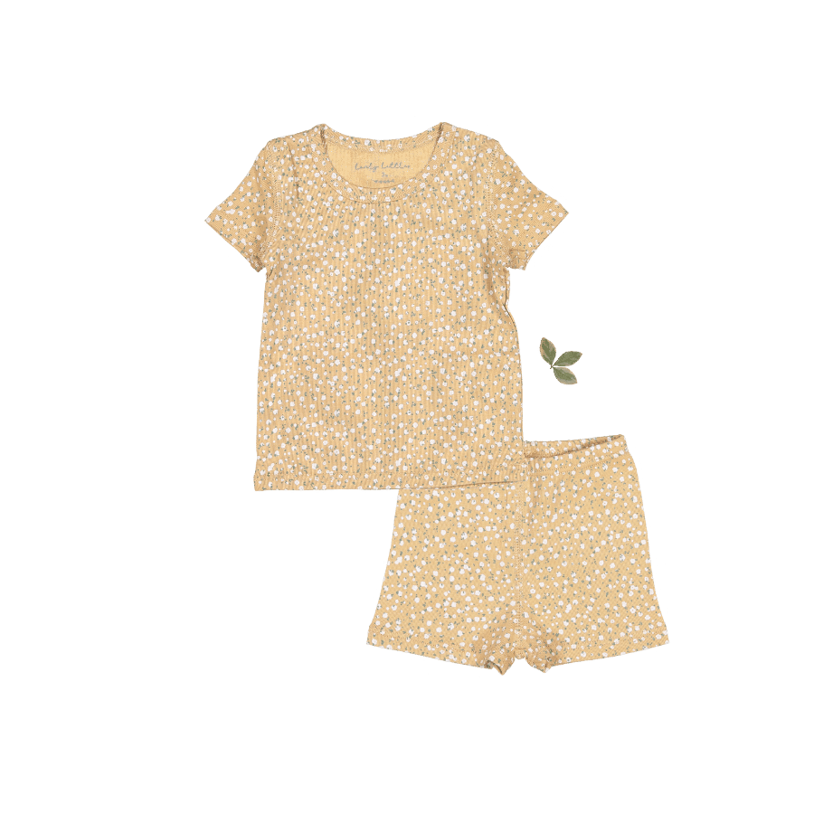Printed Short Sleeve Tee + Short Lovely Littles 3m Tan Bud