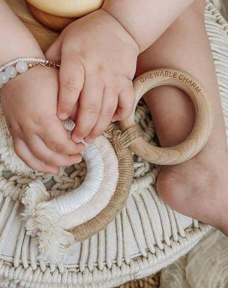 Rainbow Macrame Teether Baby Essentials Chewable Charm