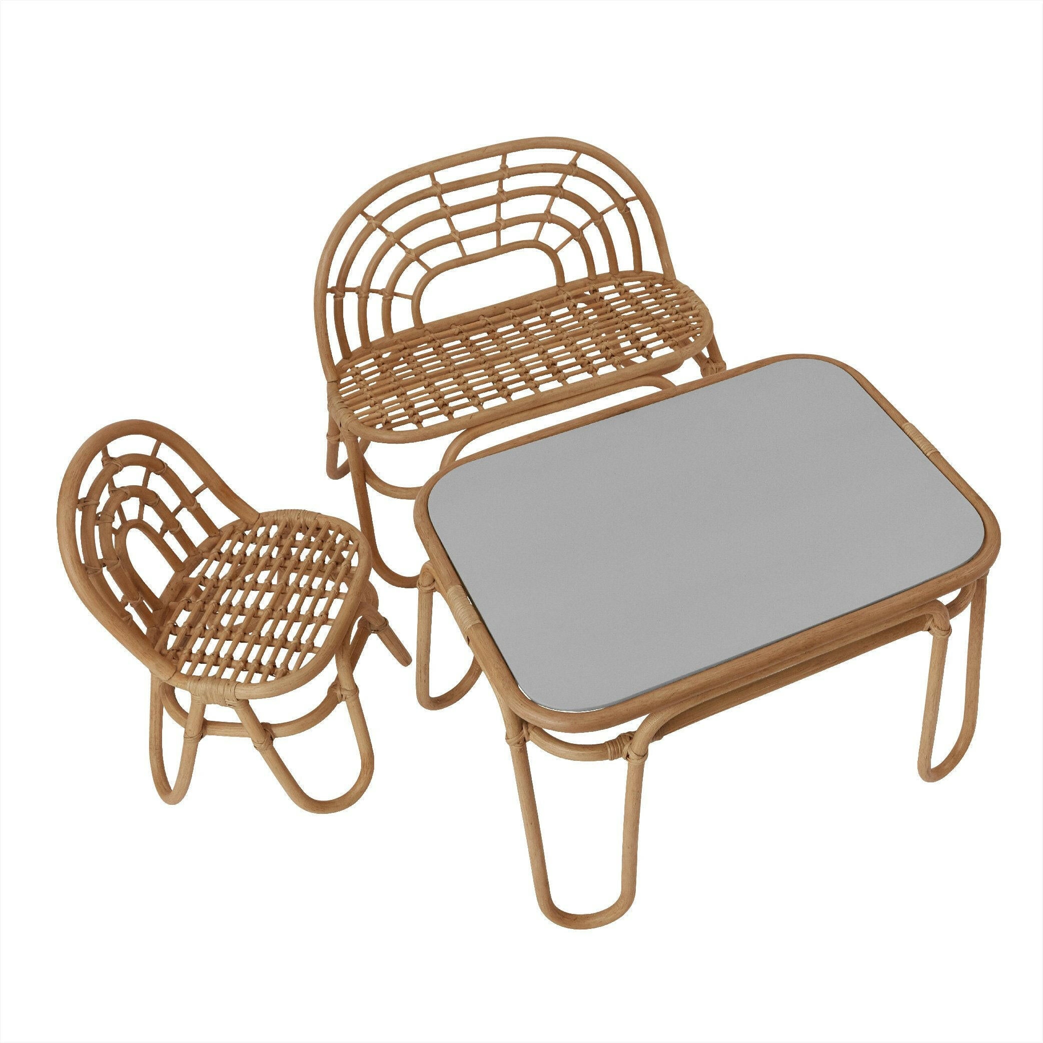 Rainbow Rattan Mini Bench Playroom Furniture OYOY
