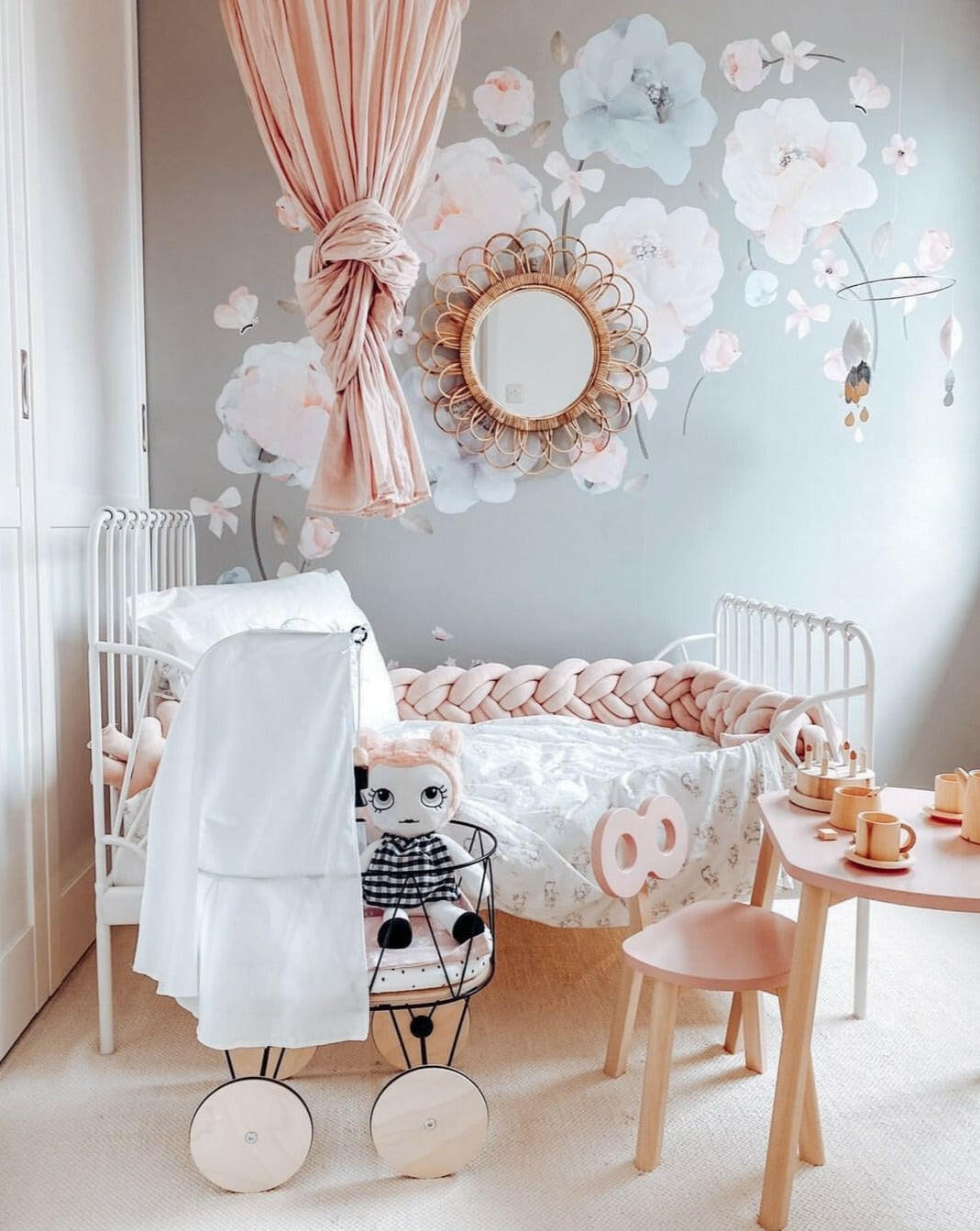 Wooden Half-Moon Children's Table - Pink Children's Furniture Ooh Noo