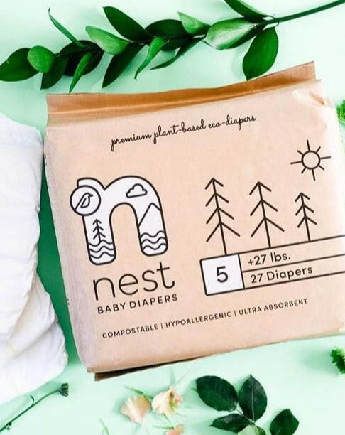 Sustainable Plant Based Baby Diapers Case 108 Count -Size 5 Baby Essentials Nest Diapers