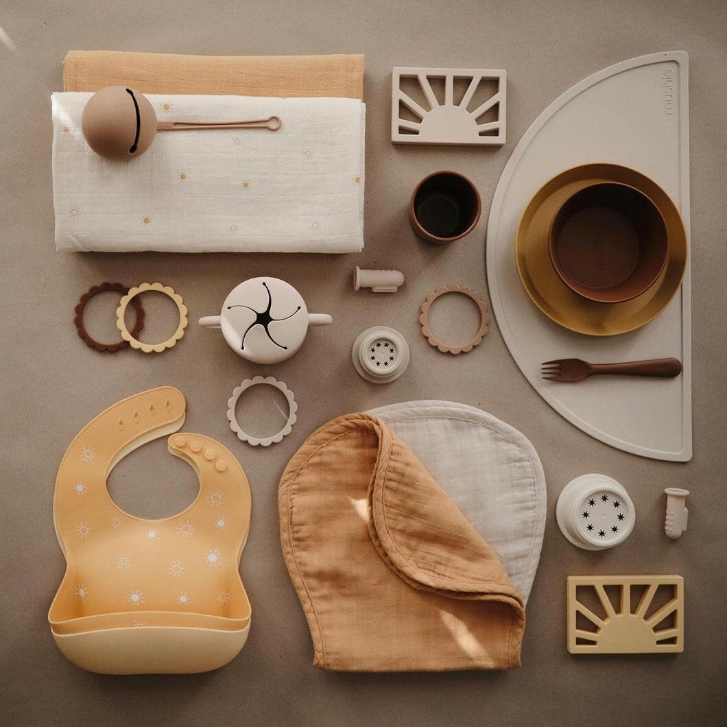 Flower Teething Bracelet 3 - Pack Sunshine / Dried Thyme / Clay Baby Essentials Mushie