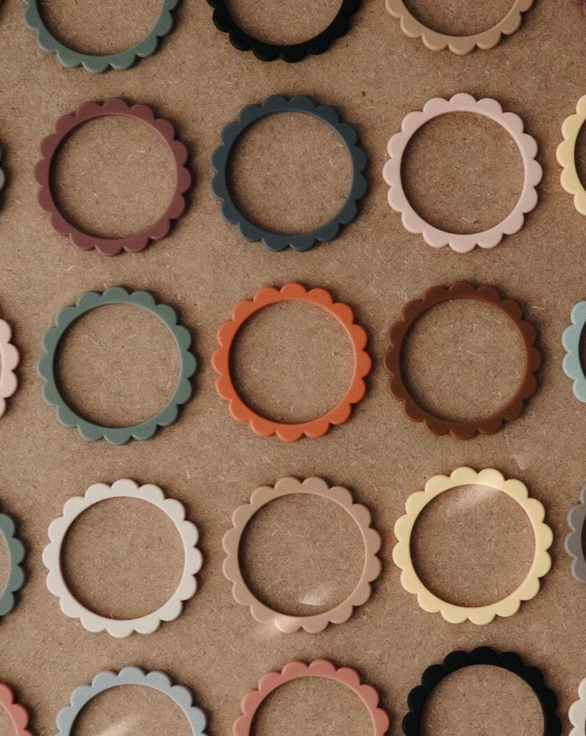Flower Teething Bracelet 3 - Pack Rose \ Blush \ Shifting Sand Pacifiers & Teethers Mushie