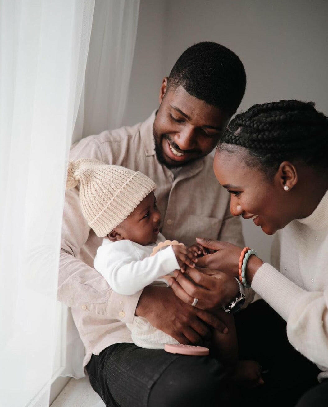 Flower Teething Bracelet 3 - Pack Cambridge Blue / Clementine / Natural Baby Essentials Mushie